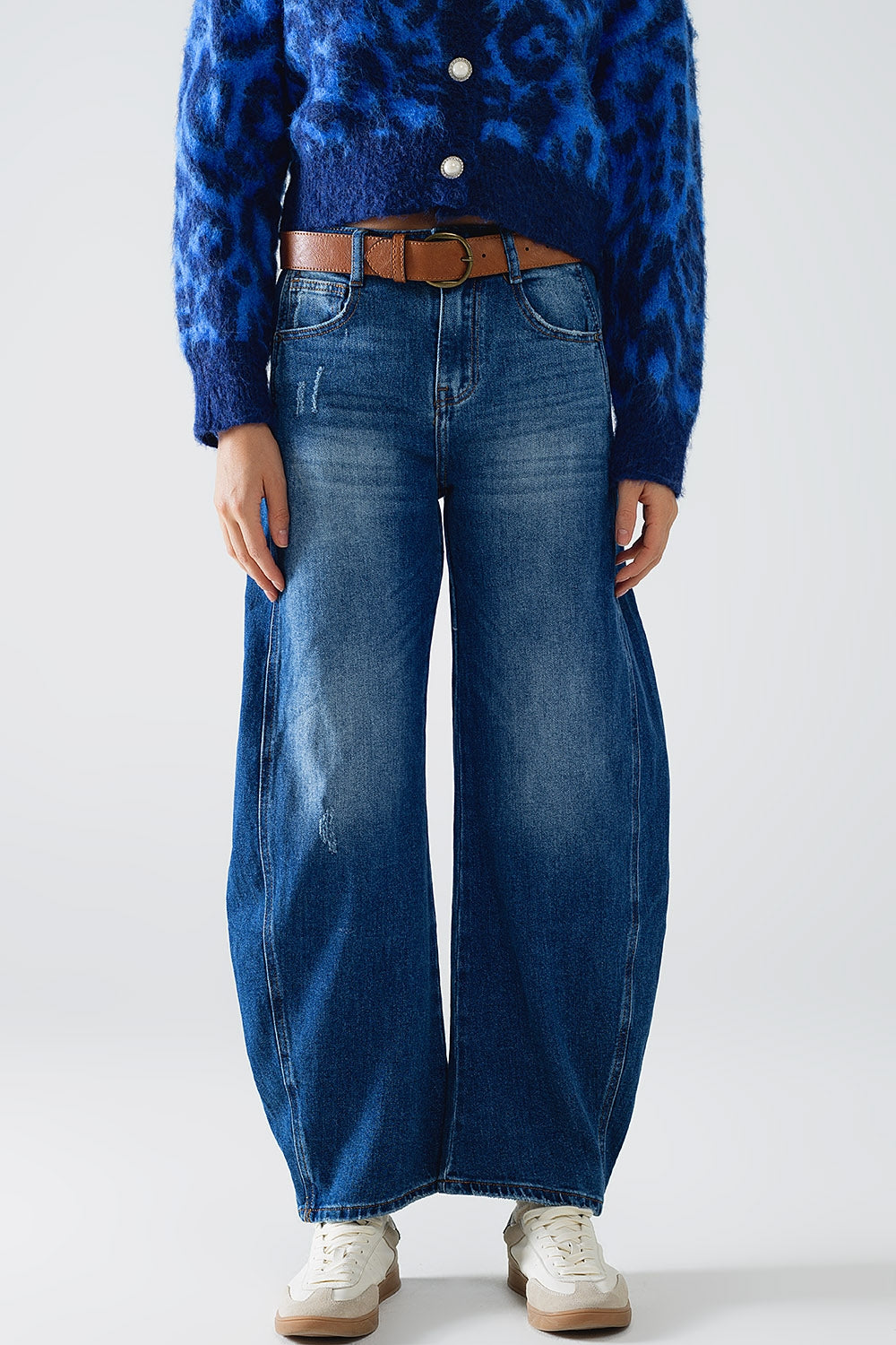 jeans with two side seams and balloon effect - Denim