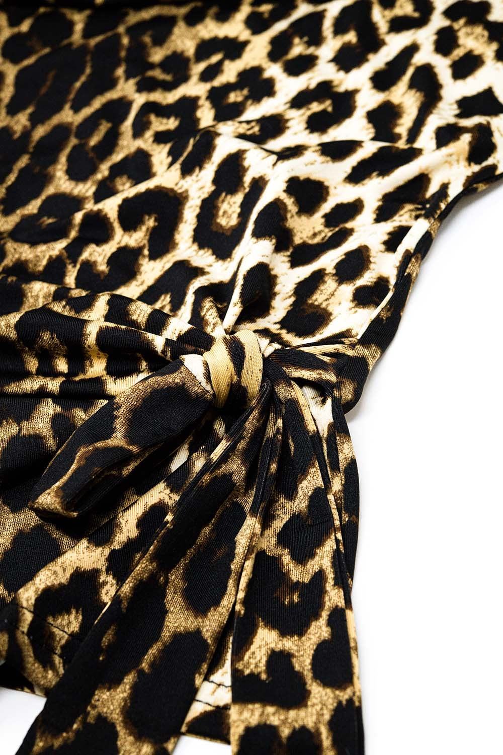 Leopard print Spandex t-shirt with bow detail - top