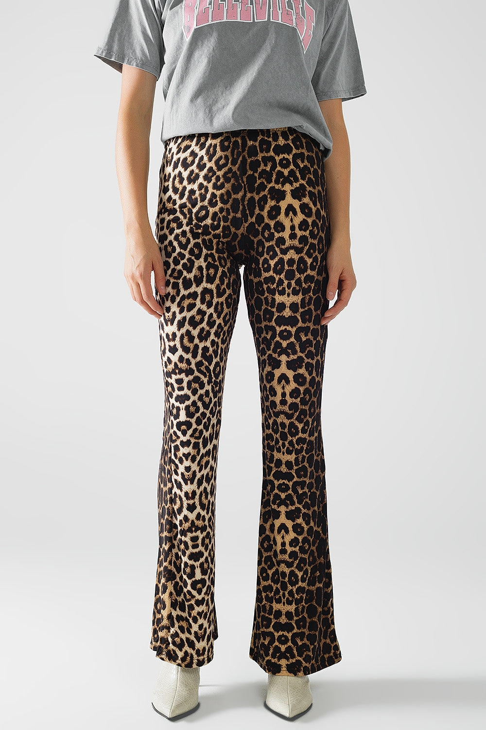 Flared Spandex leggings in a leopard print - trousers
