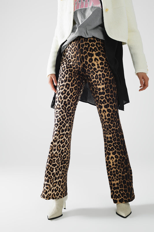 Flared Spandex leggings in a leopard print - trousers