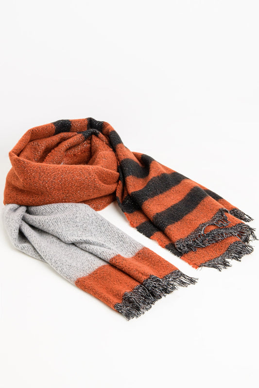 Melange mix stripe scarf in red - Scarves