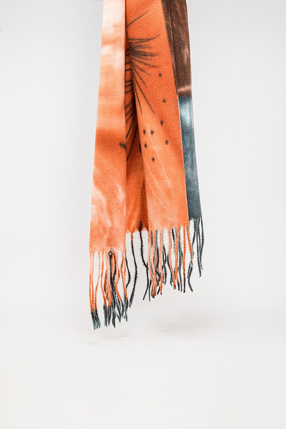 orange flower print scarf