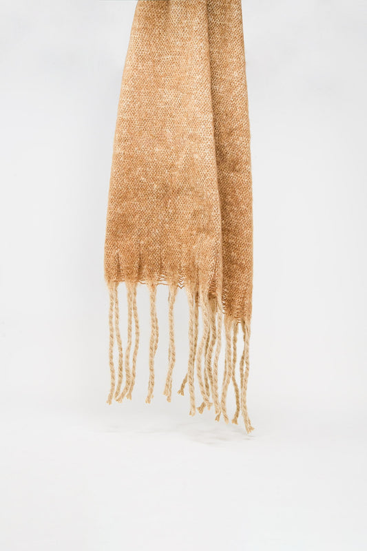 Fringed striped scarf in beige - Scarves