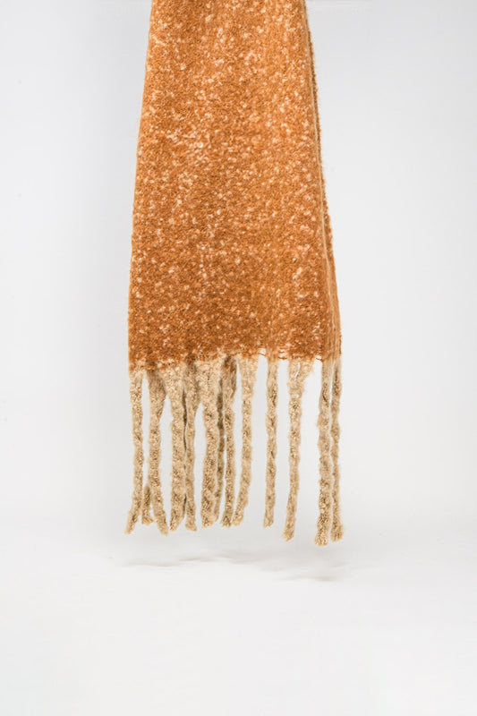 Fluffy tassel scarf in beige - Scarves