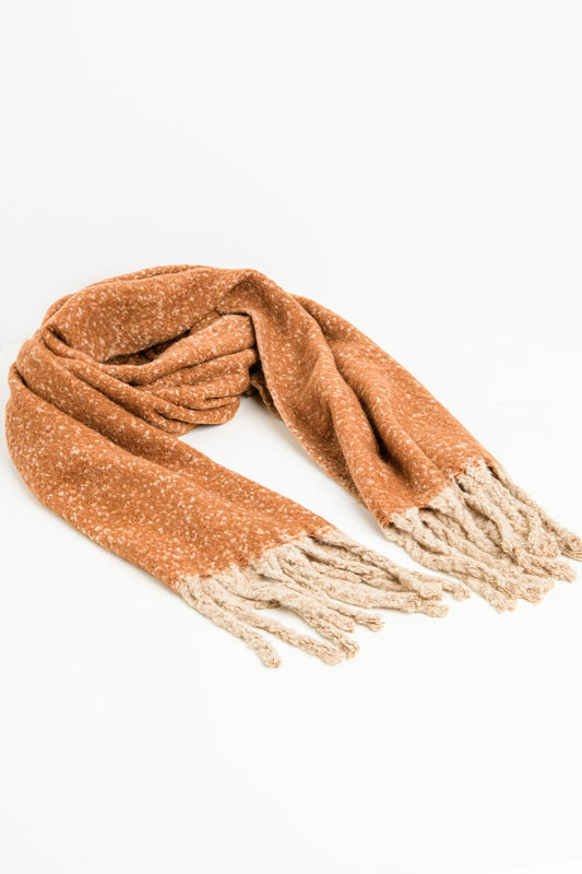 Fluffy tassel scarf in beige - Scarves