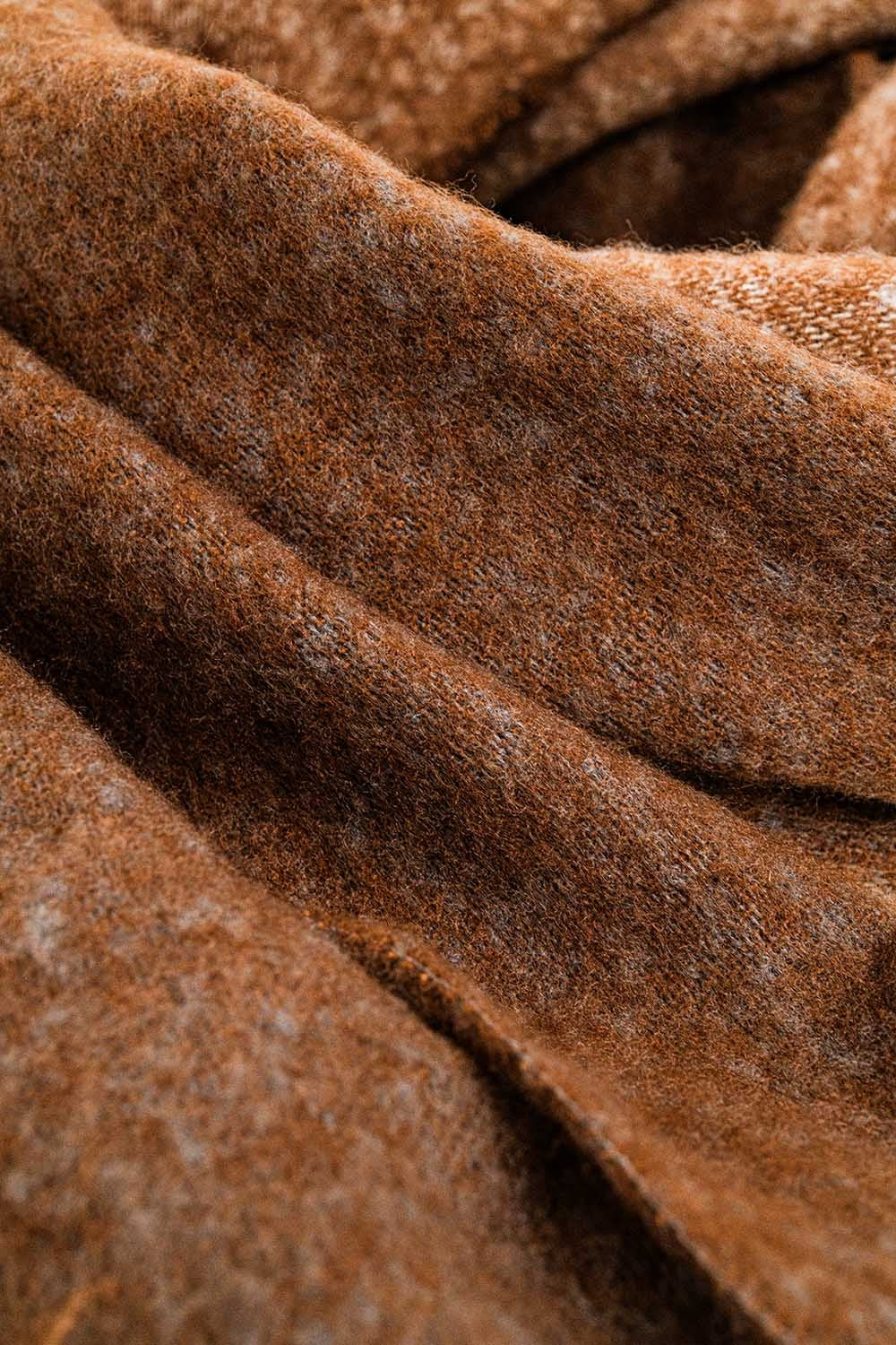 Chunky knit scarf in brown color block with fringes - Scarves