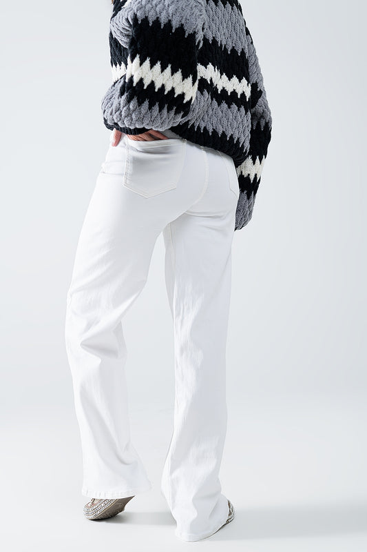 white wide leg high rise Pants - Coloured Jeans