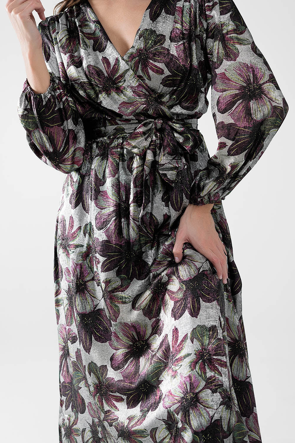 maxi dress with metallic effect flower print - dress
