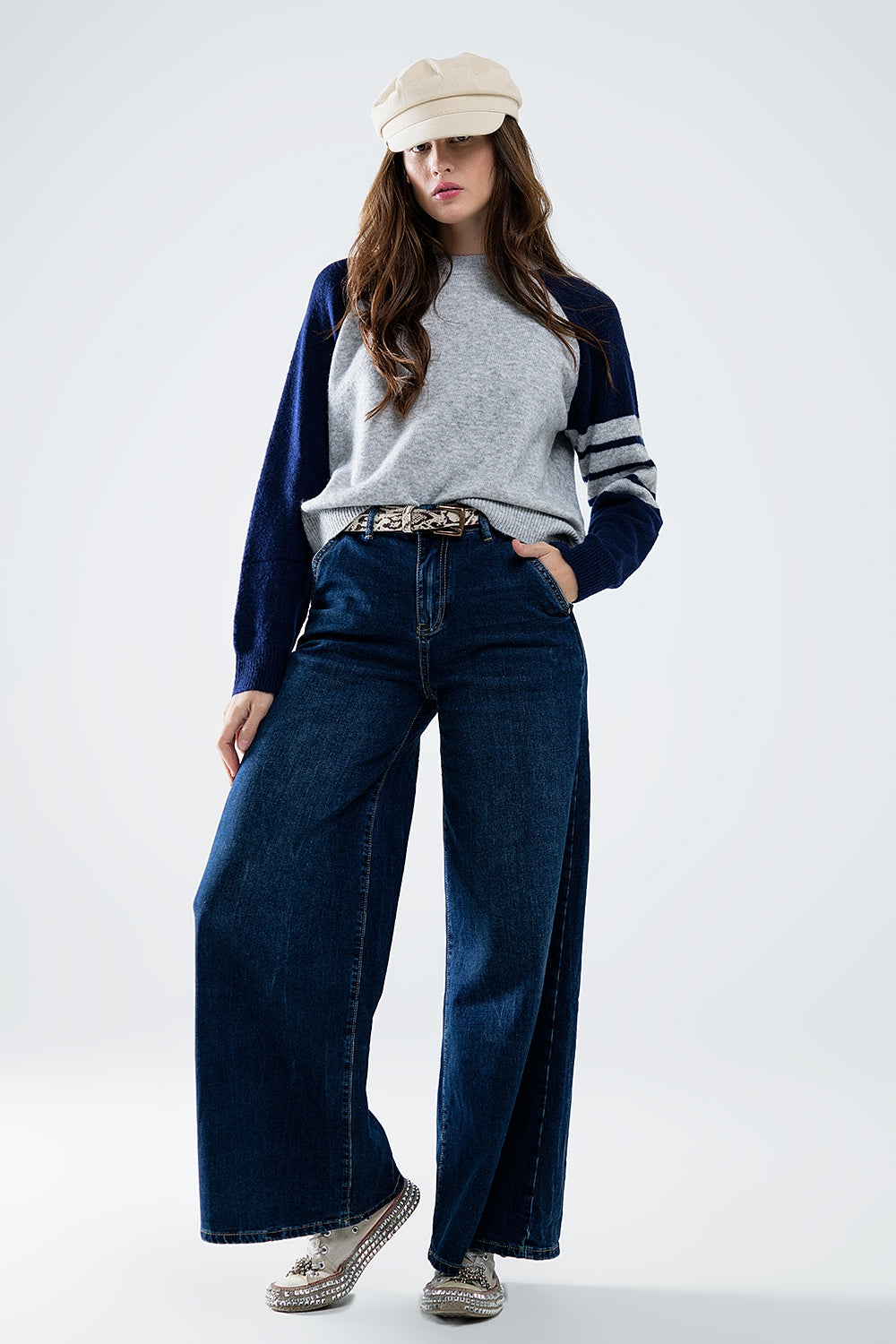 Bi-Color Raglan Sleeve jersey in Navy and Grey