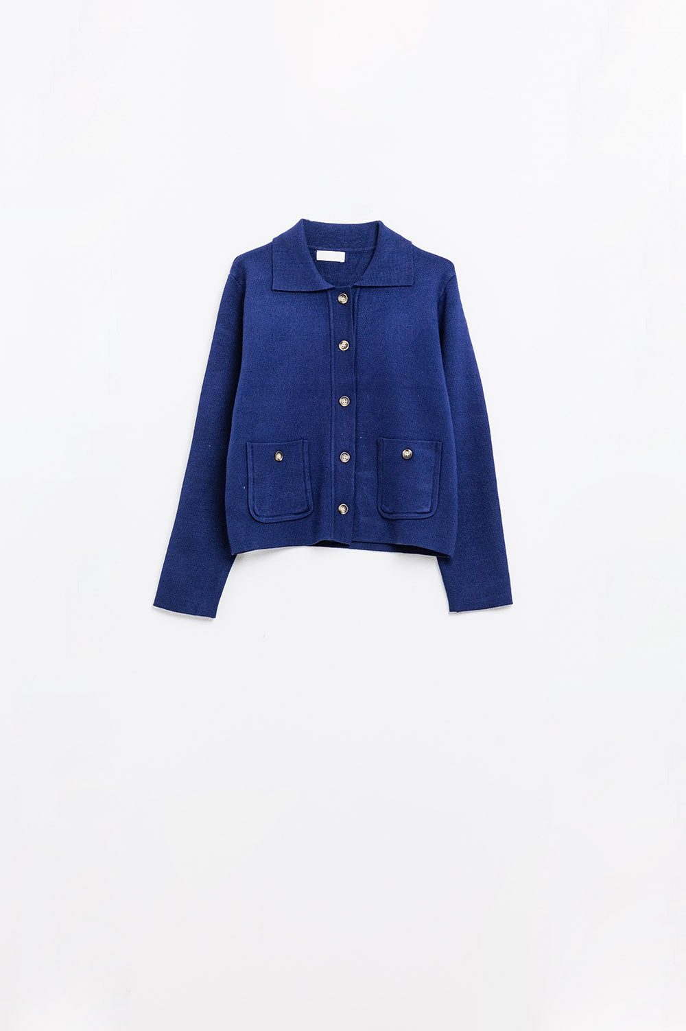 Soft knit cardigan in ink blue with front pockets - cardigan