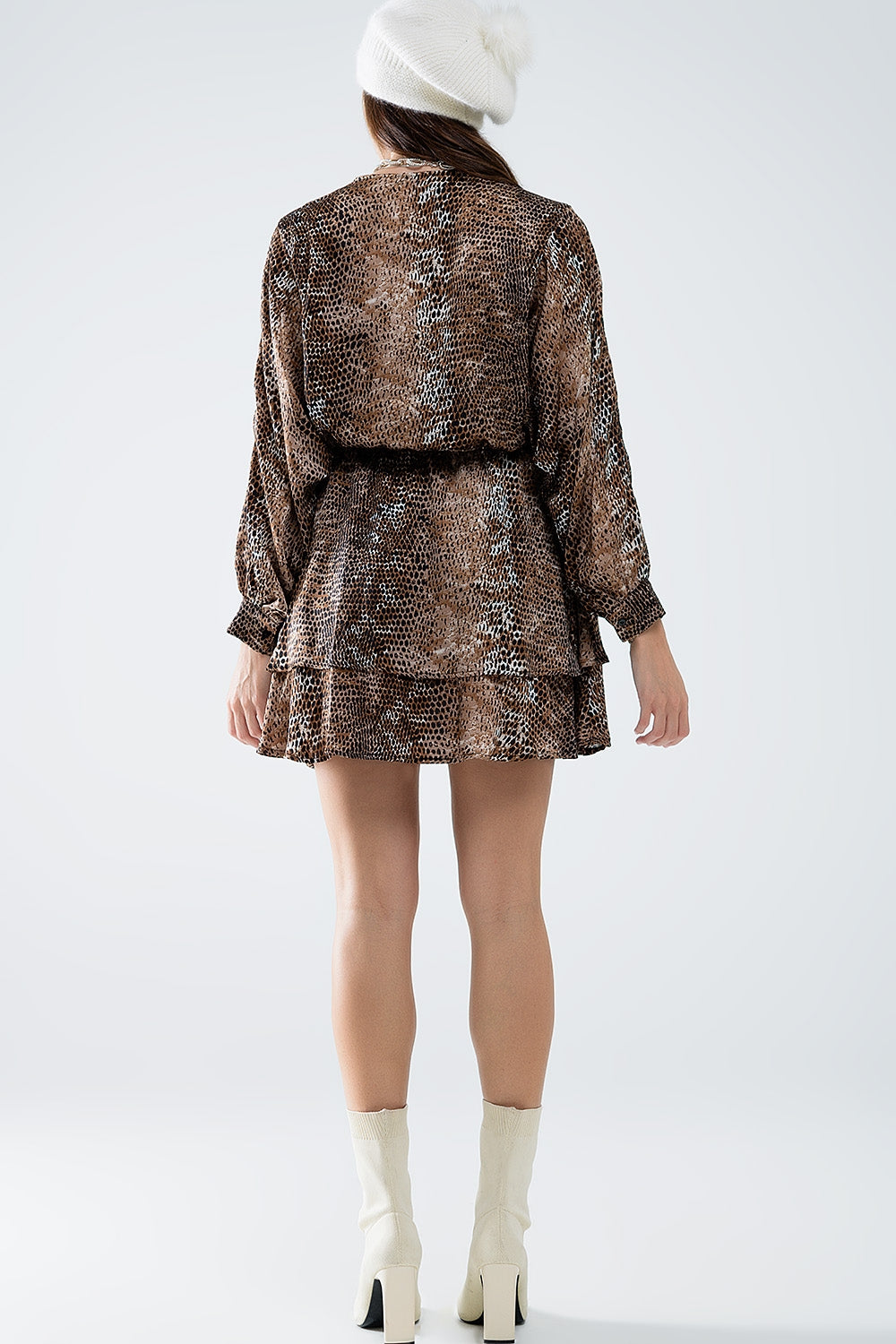 chiffon dress in brown leopard print - dress