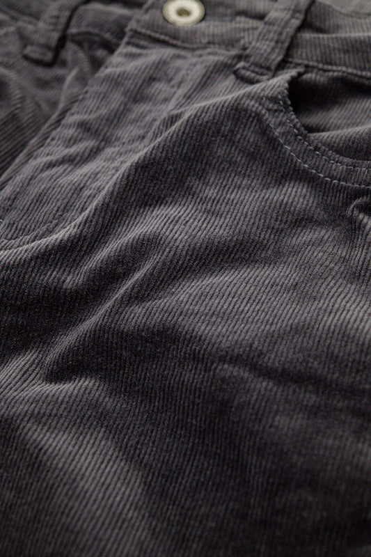 Dark grey Corduroy flare pants with leopard print at the bottom - trousers