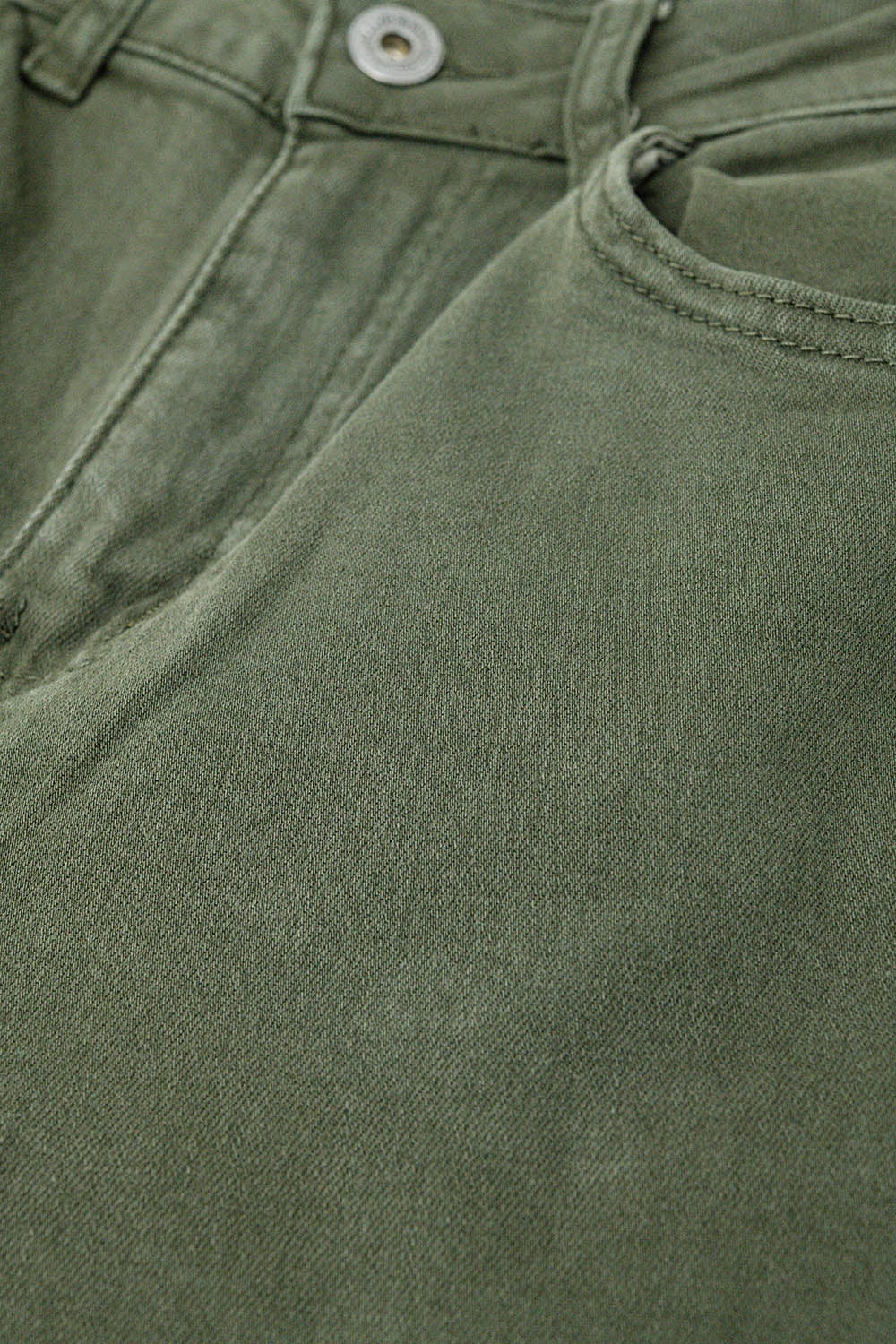 Wide leg military green pants with leopard print at the bottom - Coloured Jeans
