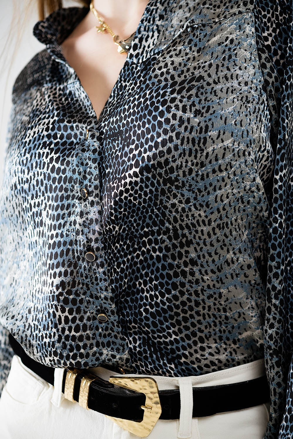 chiffon blouse in grey leopard print - Shirts