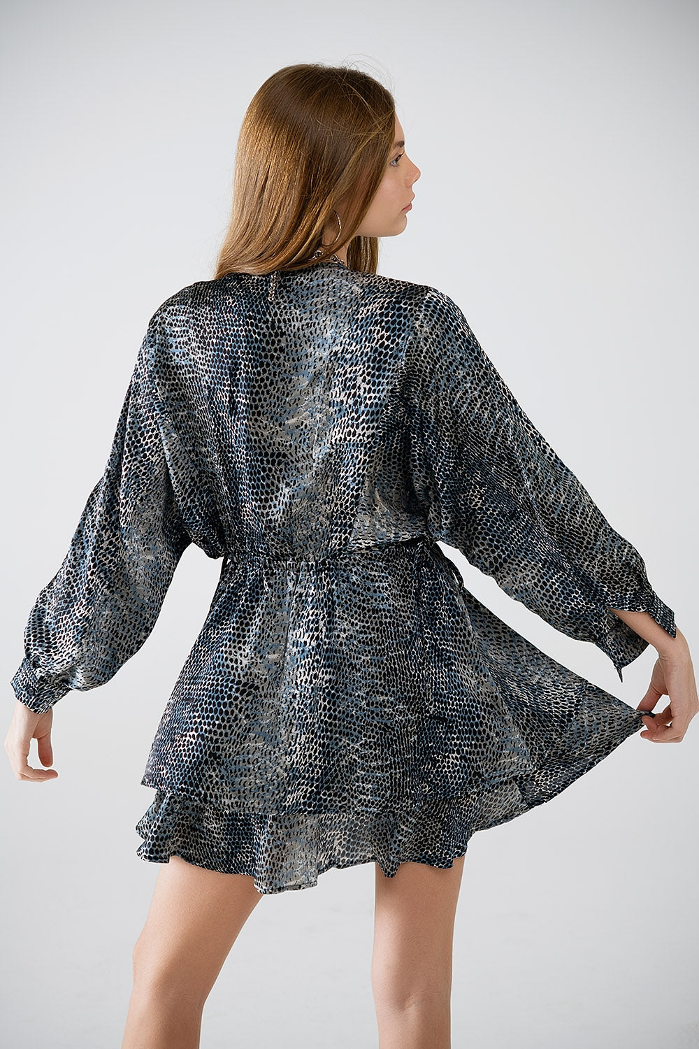 chiffon dress in grey leopard print - dress