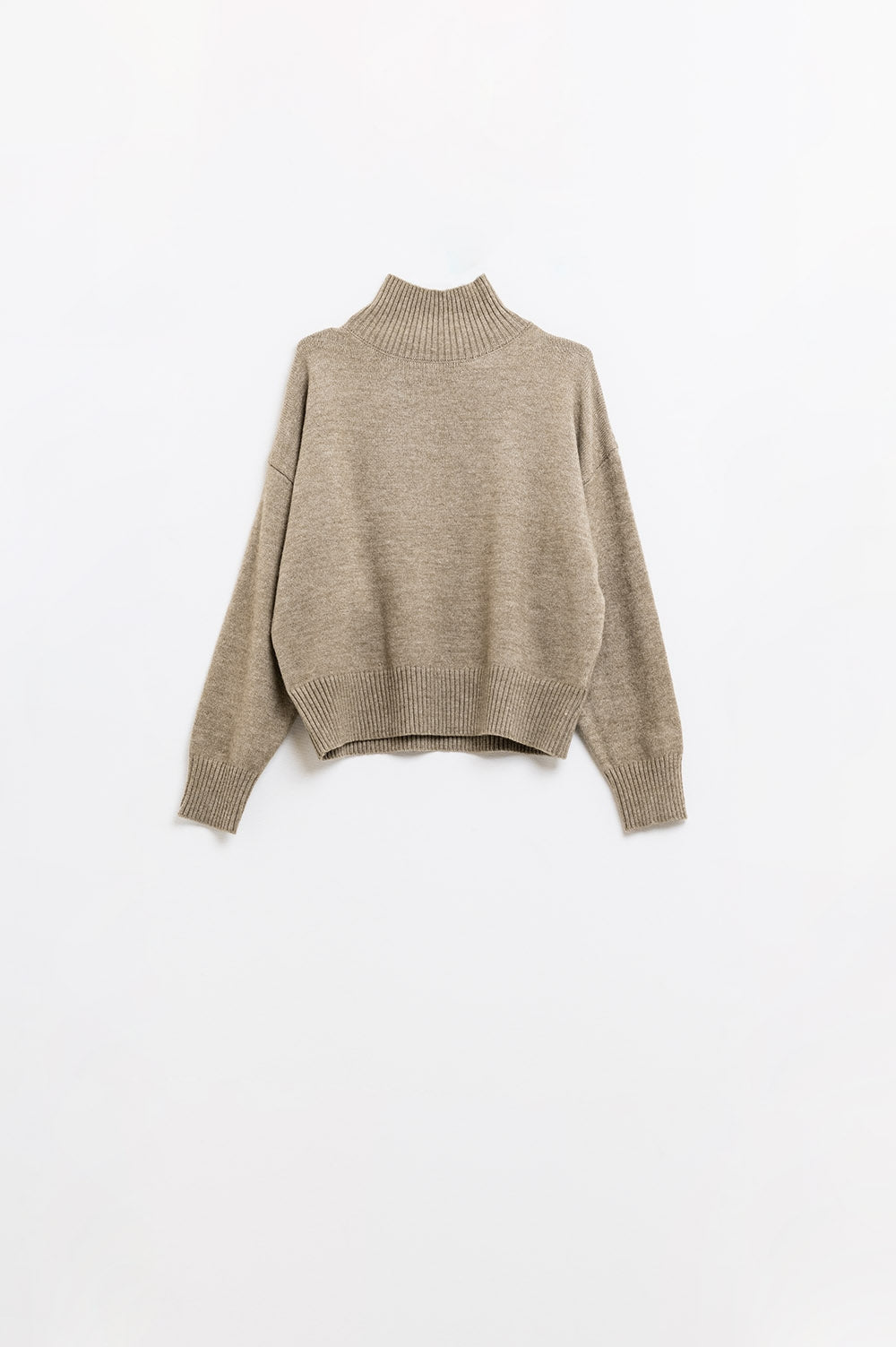 chunky knit sweater in beige with turtleneck - jumper