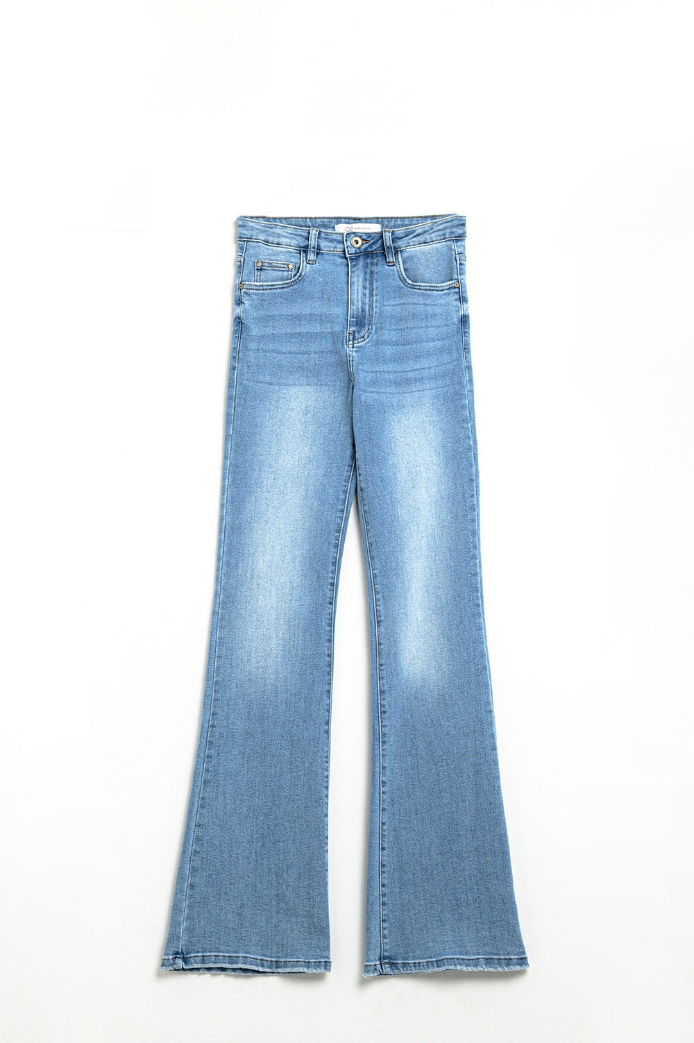 70s high flare jeans in light wash stretch - Denim