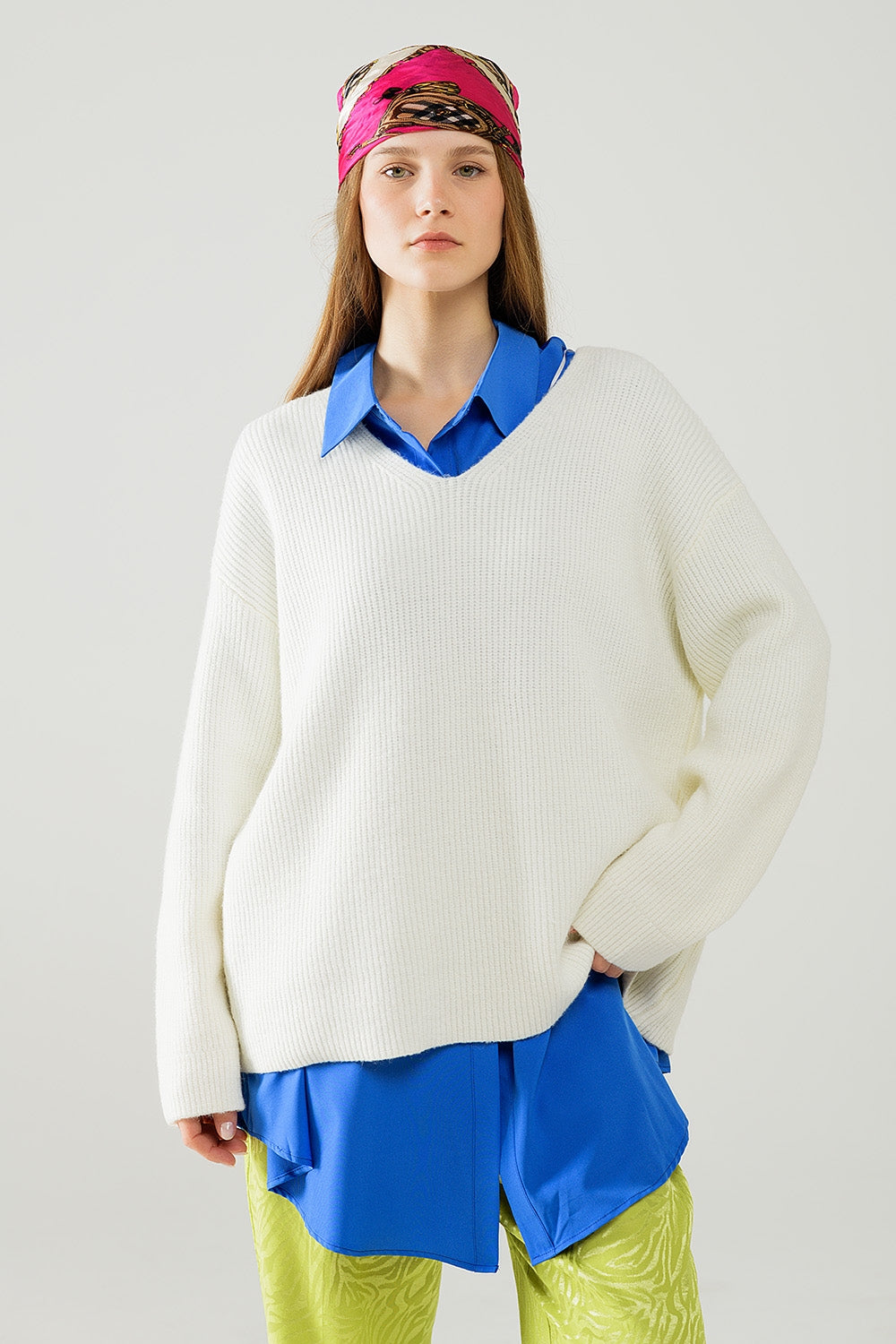 White over sized knit sweater