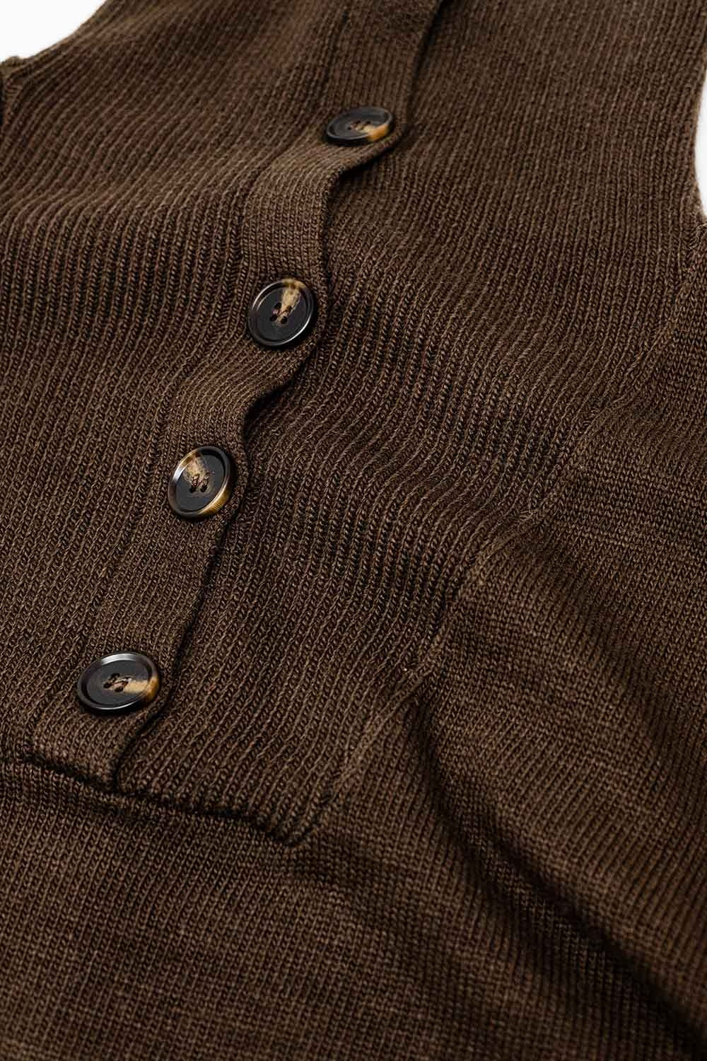 Brown loose sweater with button closure - jumper
