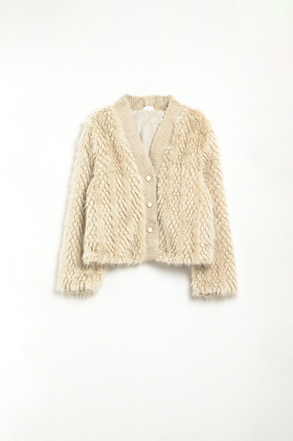 Cropped Jacket in beige in fine fur