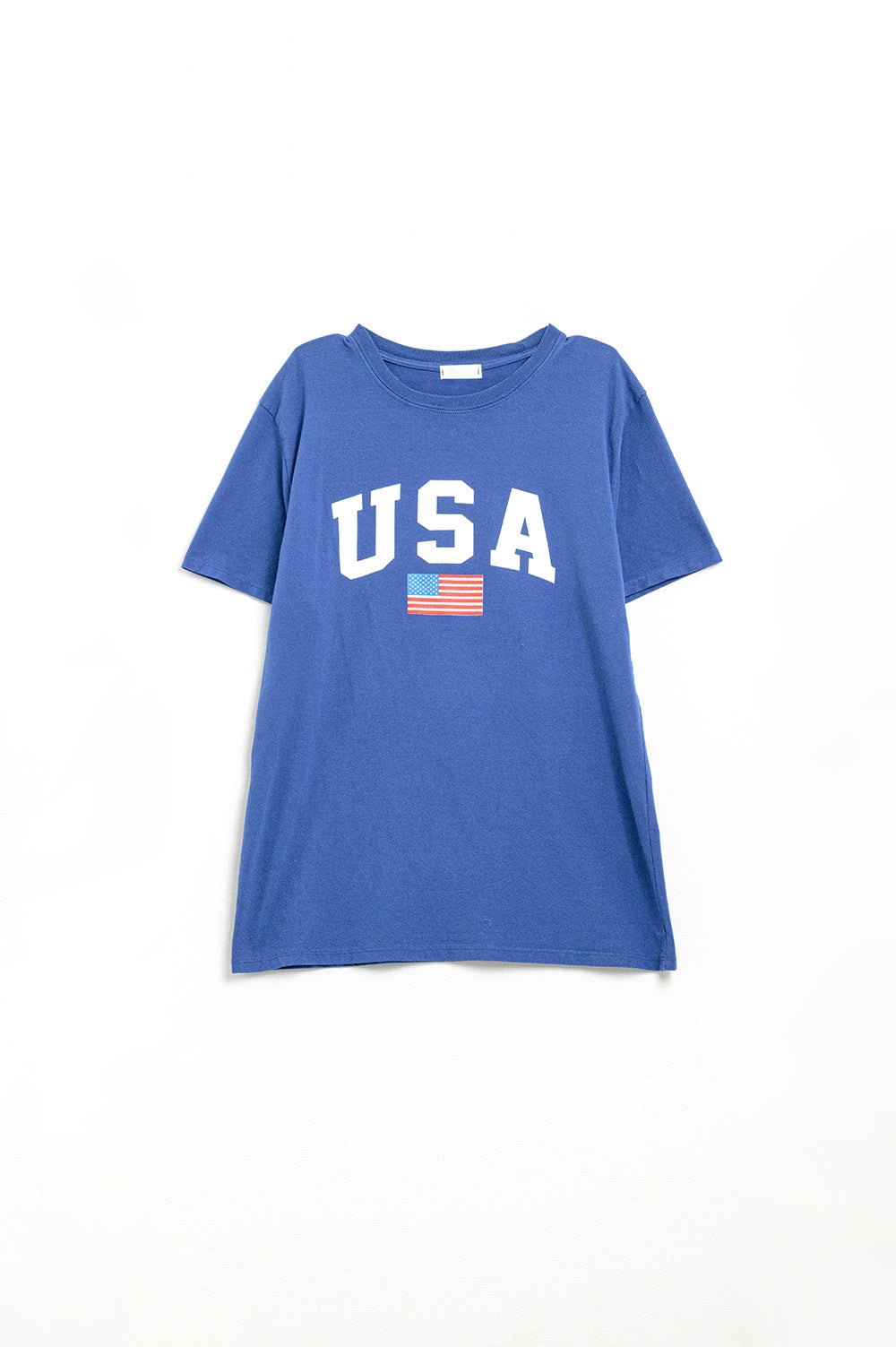Blue loose long t-shirt with USA logo - top
