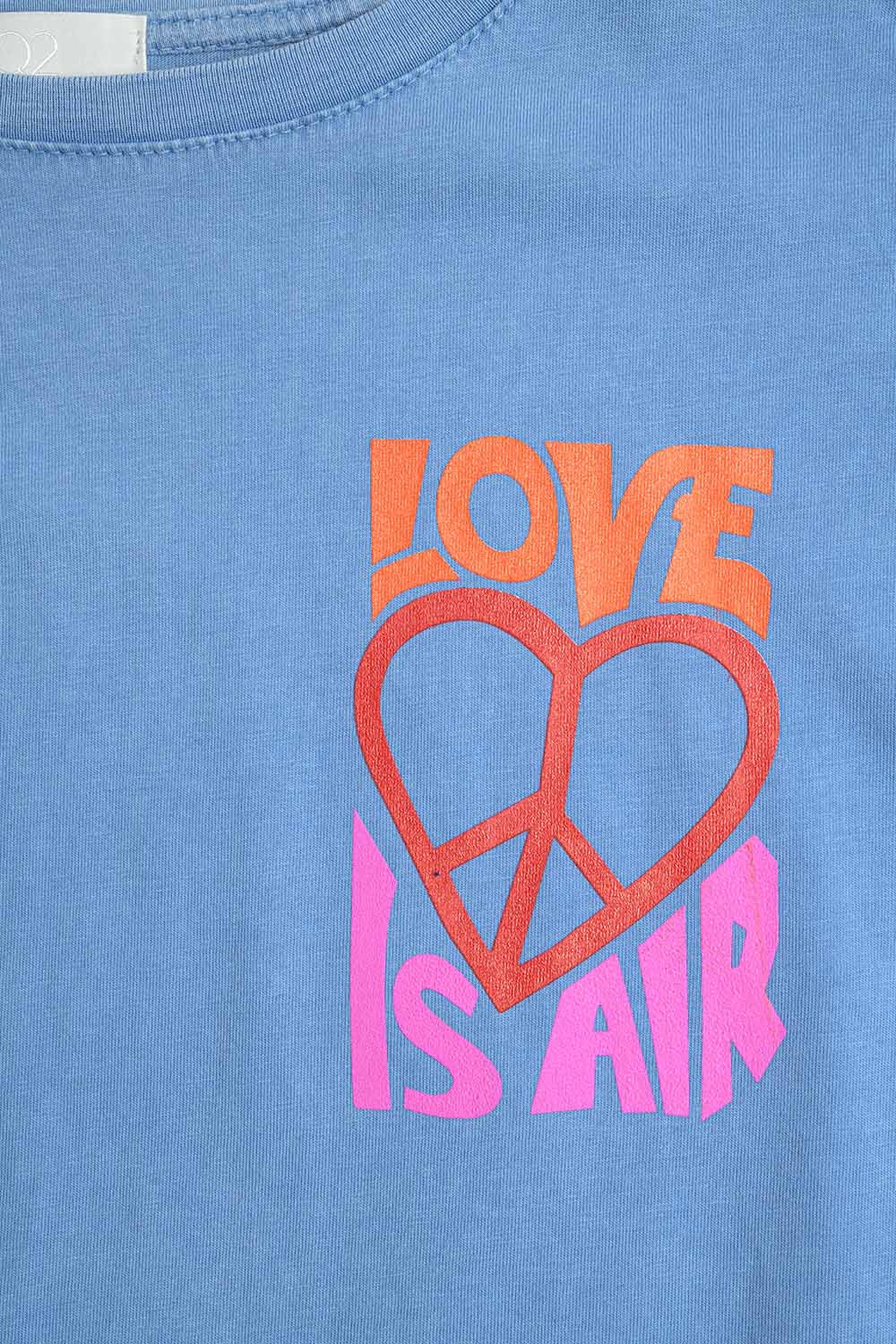 Blue T-Shirt made in italy with Love is Air and Heart with Peace logo - top