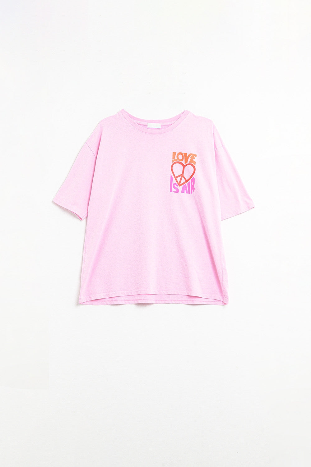 Pink T-Shirt with Love is Air and Heart with Peace logo - top