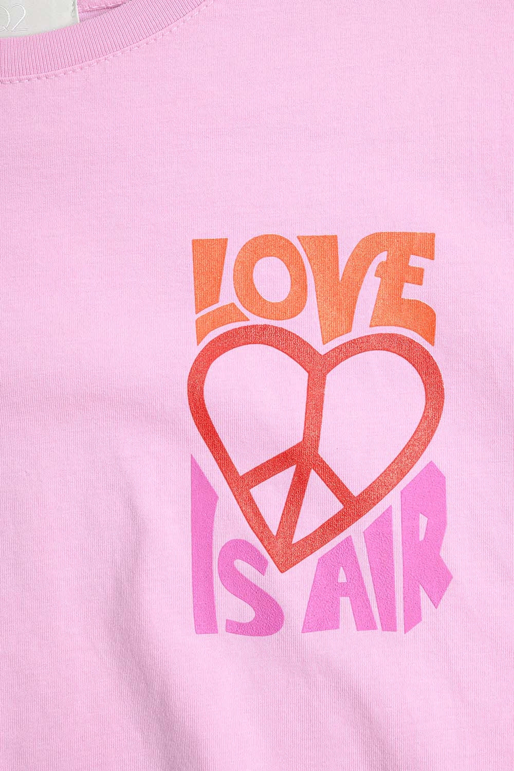 Pink T-Shirt with Love is Air and Heart with Peace logo - top