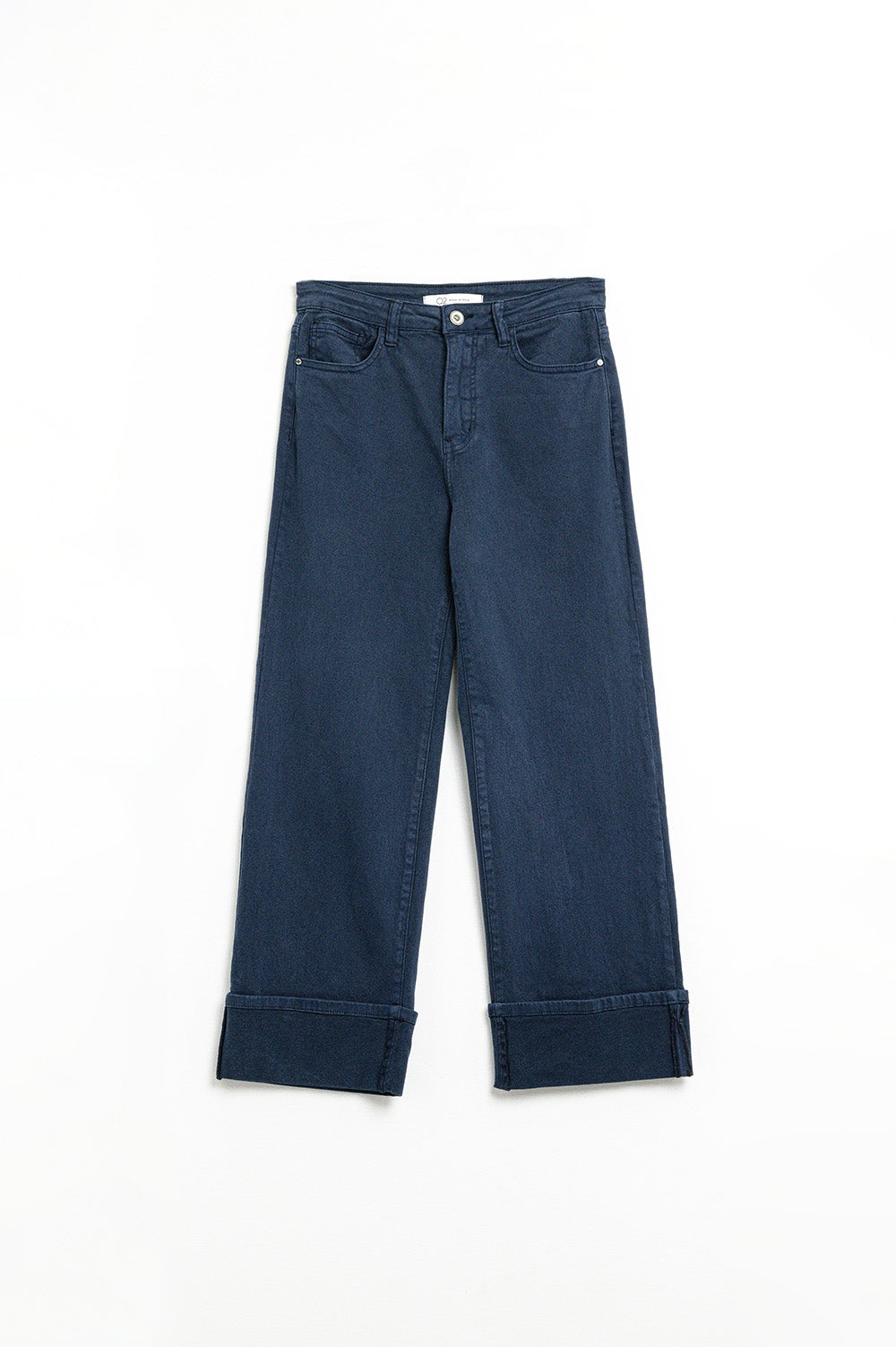 Straight leg Pants with cropped hem in navy - Coloured Jeans