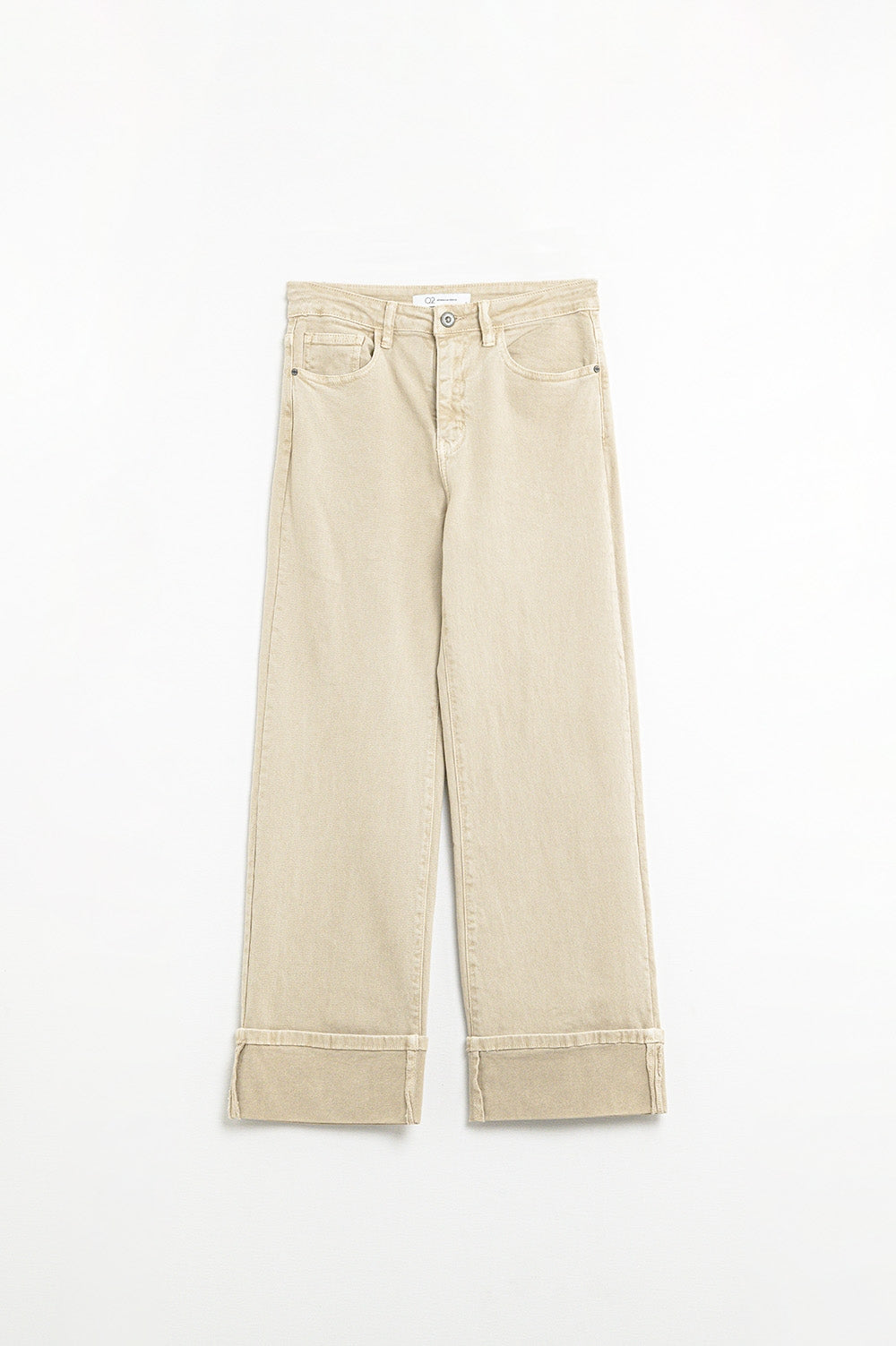 Beige Straight leg Pants with cropped hem - Coloured Jeans