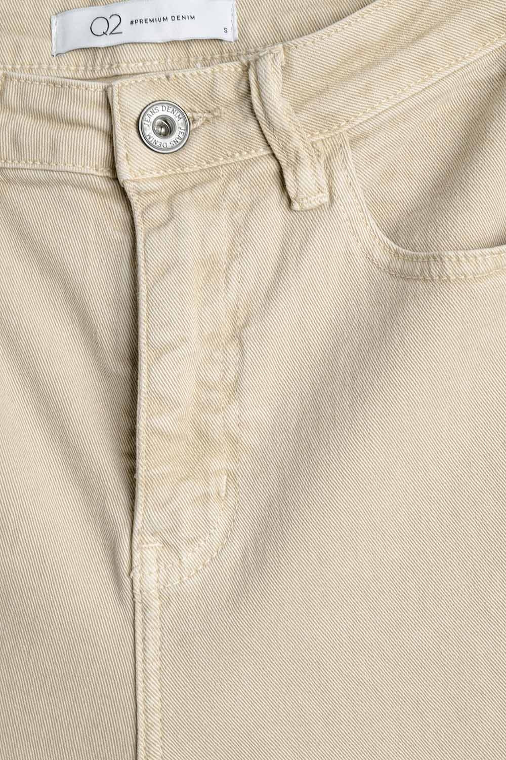 Beige Straight leg Pants with cropped hem - Coloured Jeans