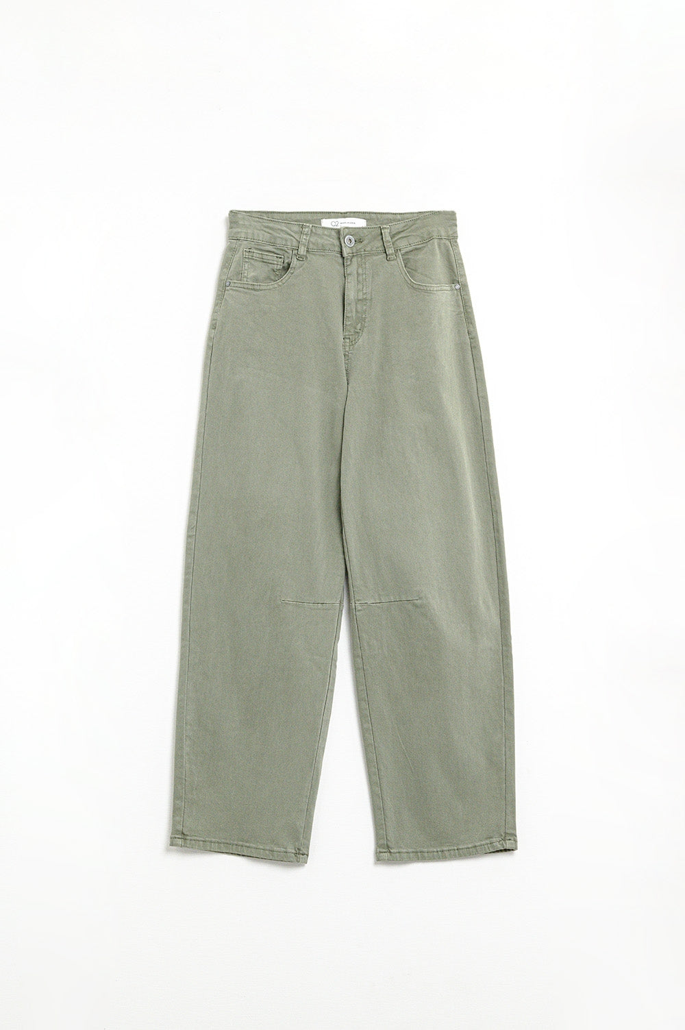 Straight Ankle-Length Pants in khaki with Knee Seam Detail - Coloured Jeans