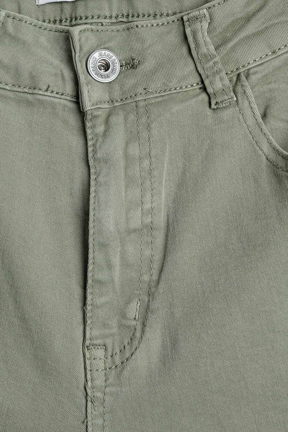 Straight Ankle-Length Pants in khaki with Knee Seam Detail - Coloured Jeans