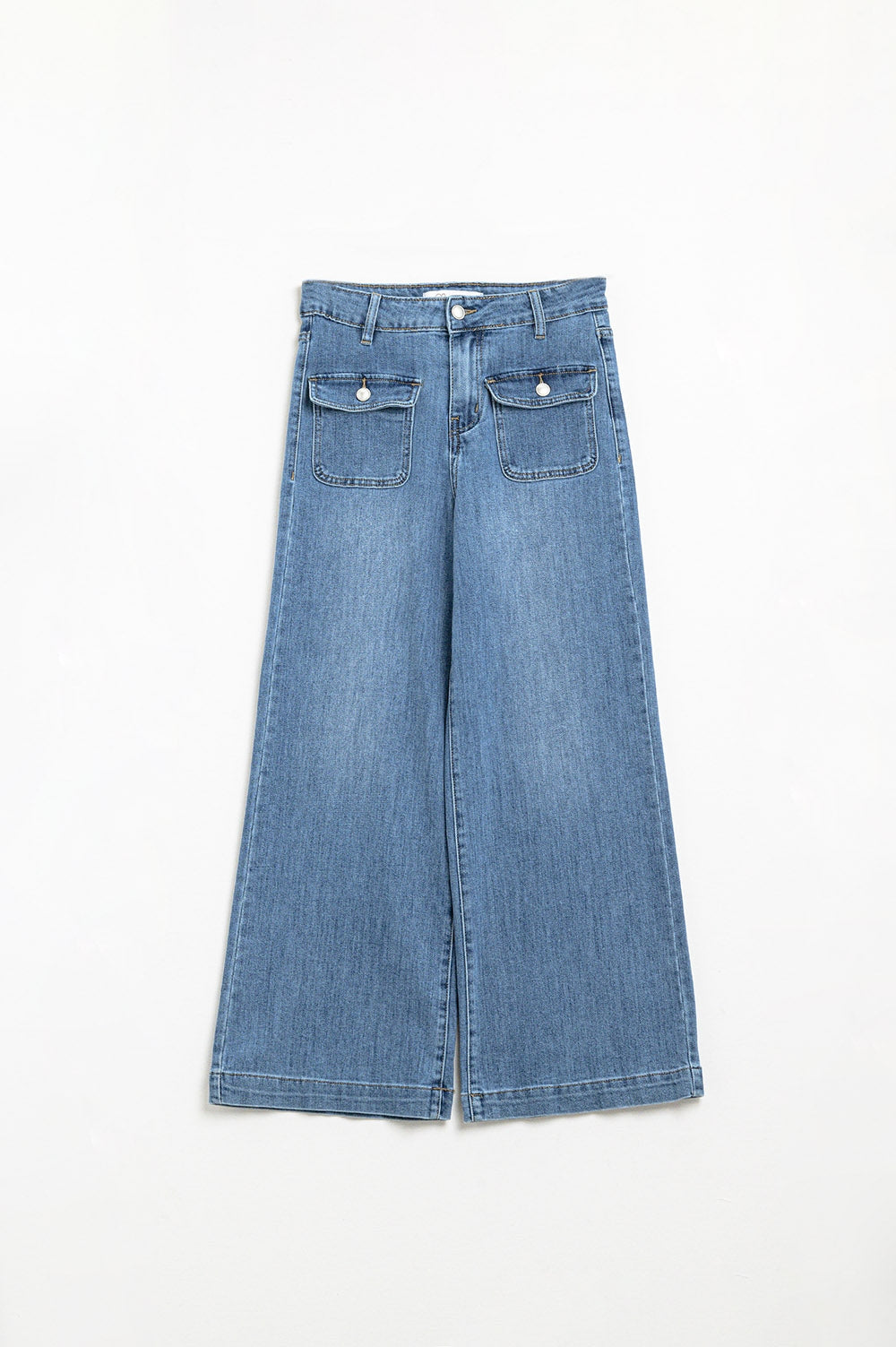 Straight jeans with back pockets at the front - Denim