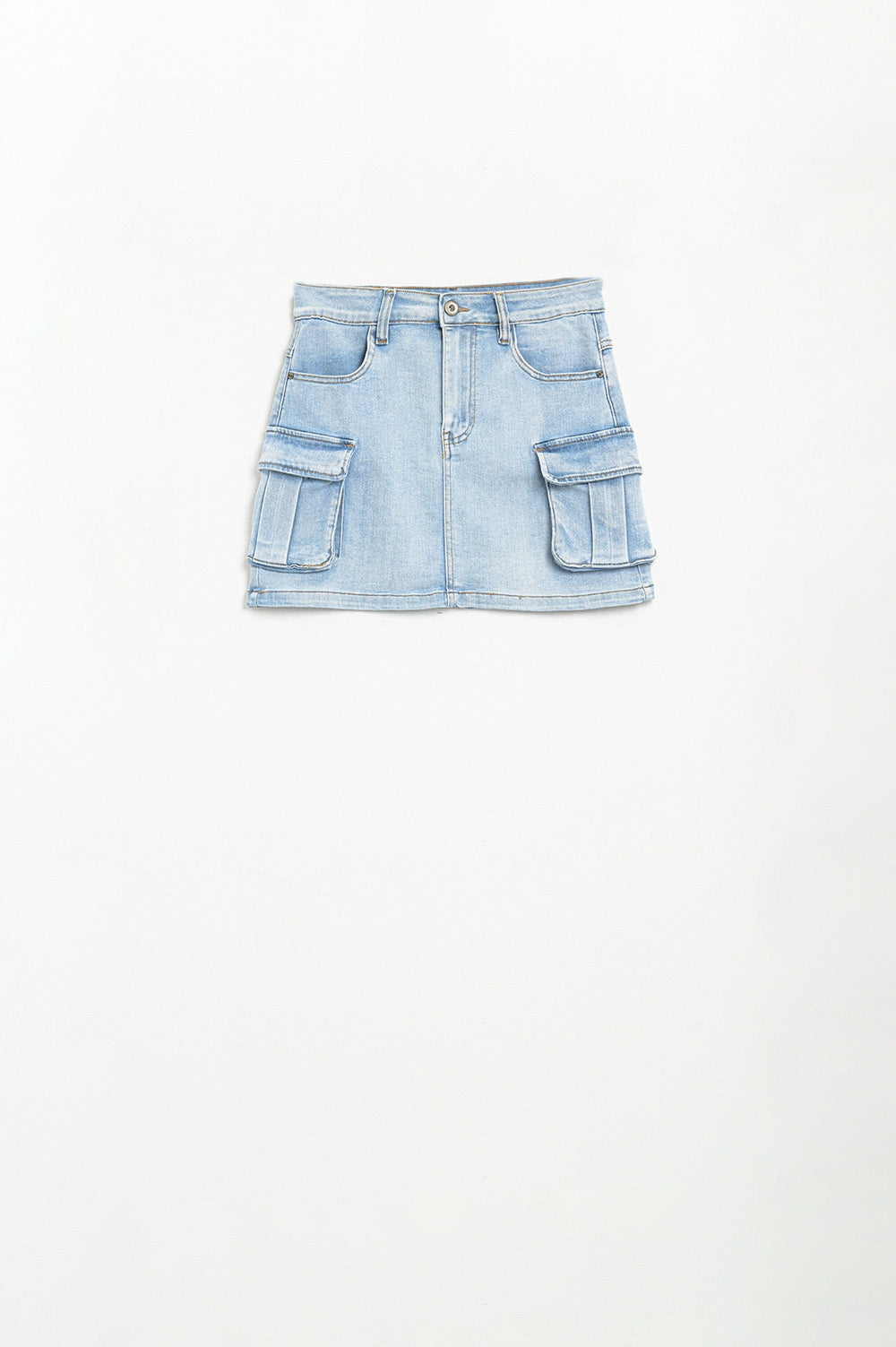 light denim mini Skirt with cargo side pockets