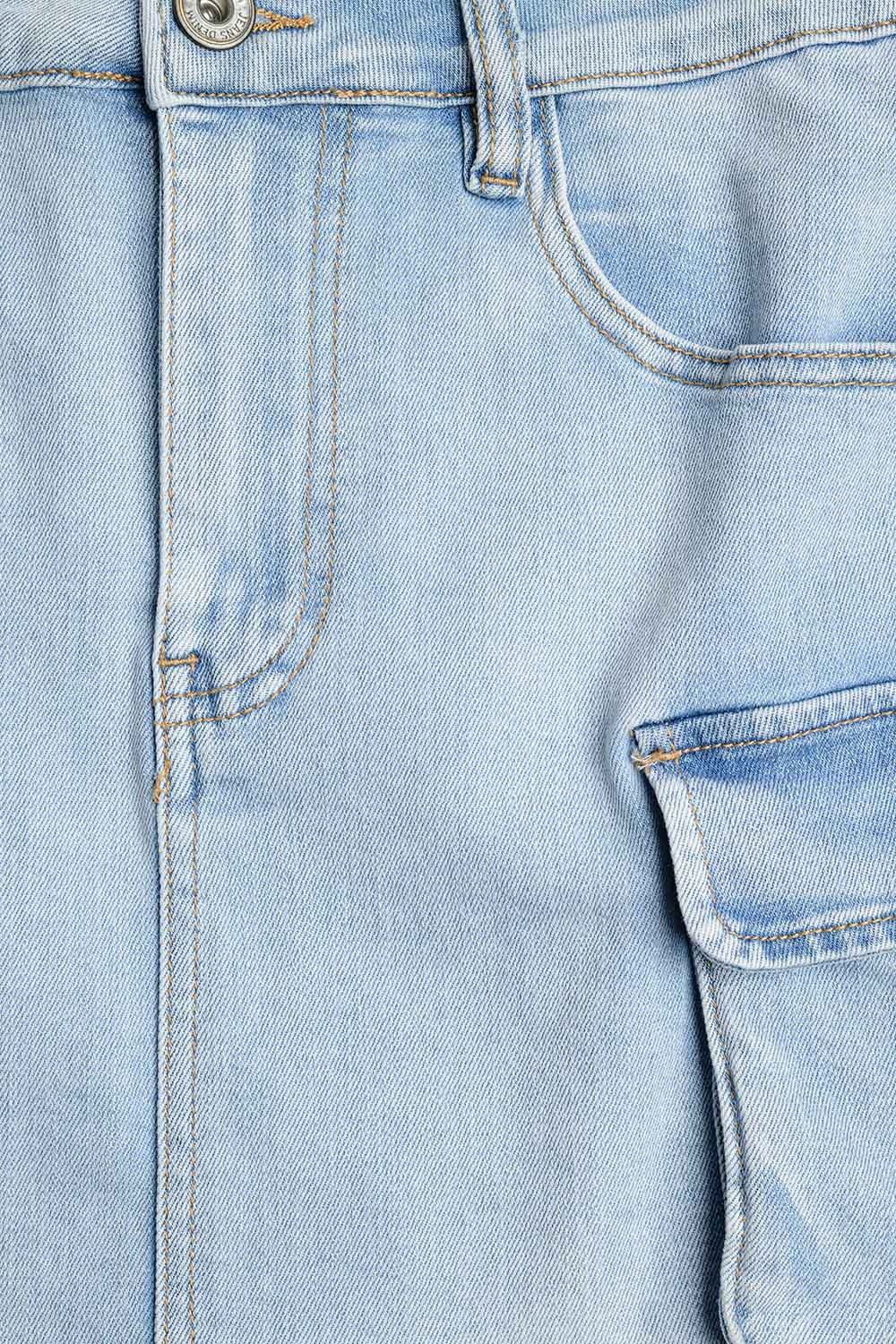 light denim mini Skirt with cargo side pockets