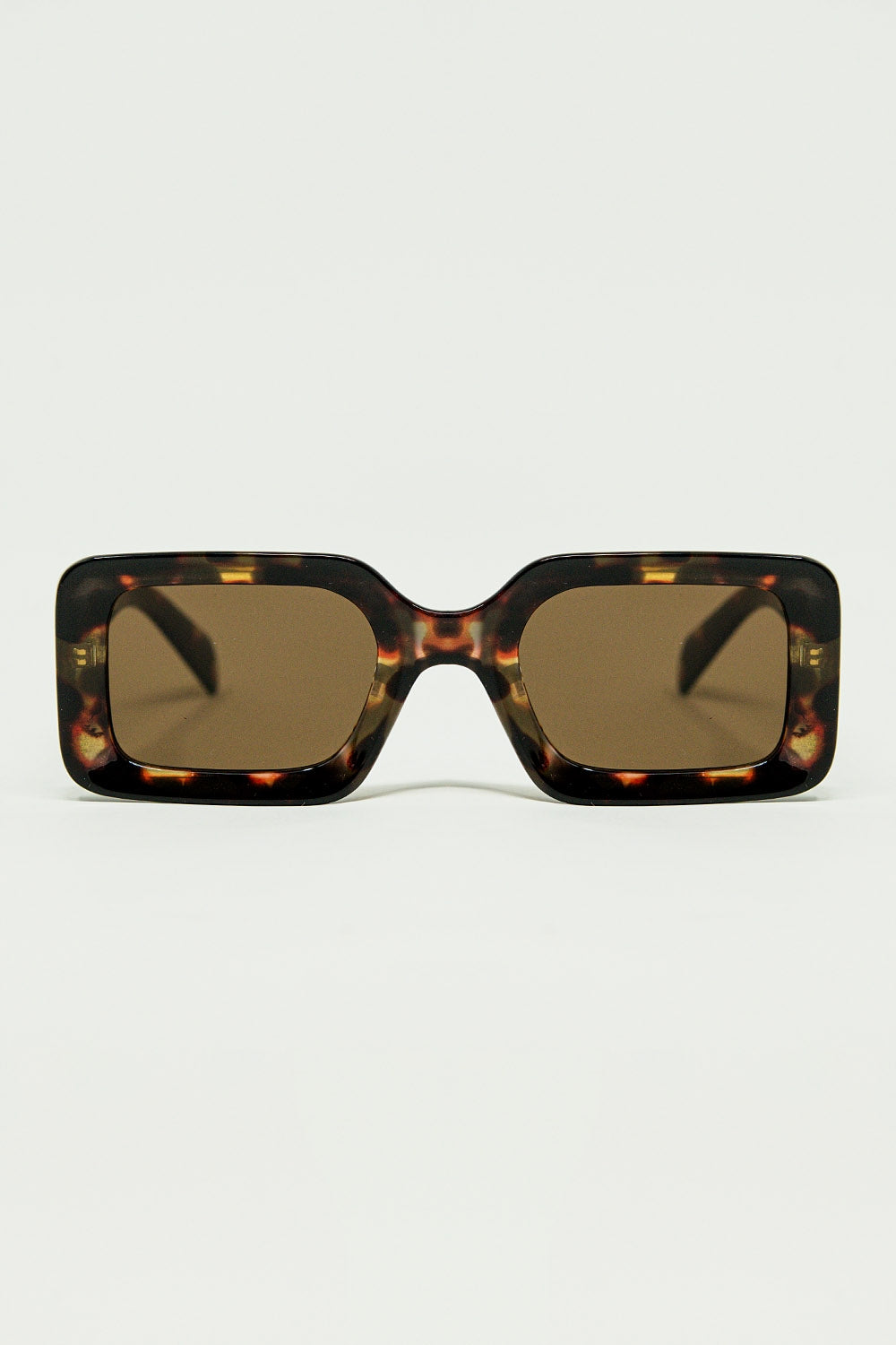 square sunglasses with brown abstract print