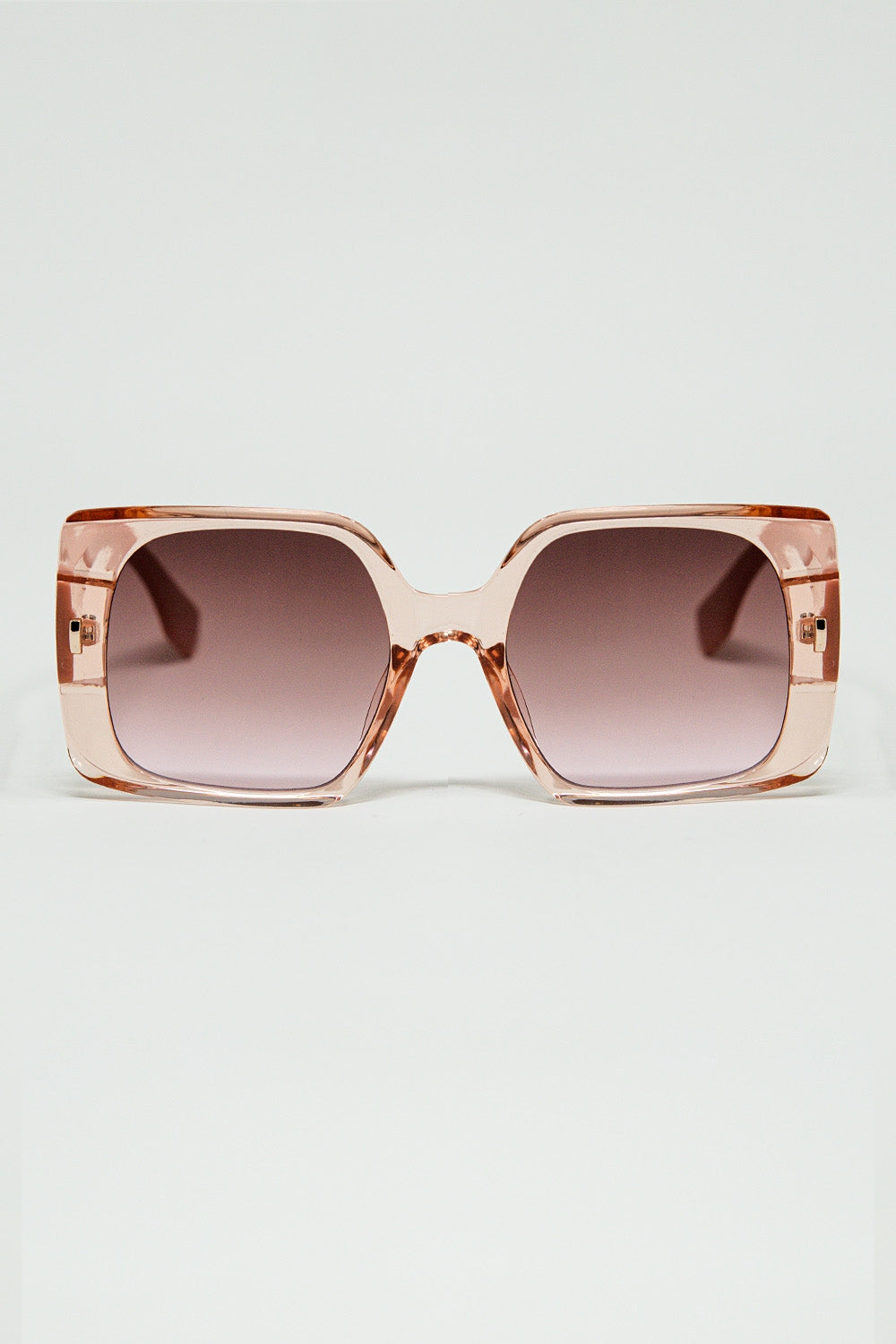 Pink square sunglasses with gold detail on the side - Sunglasses