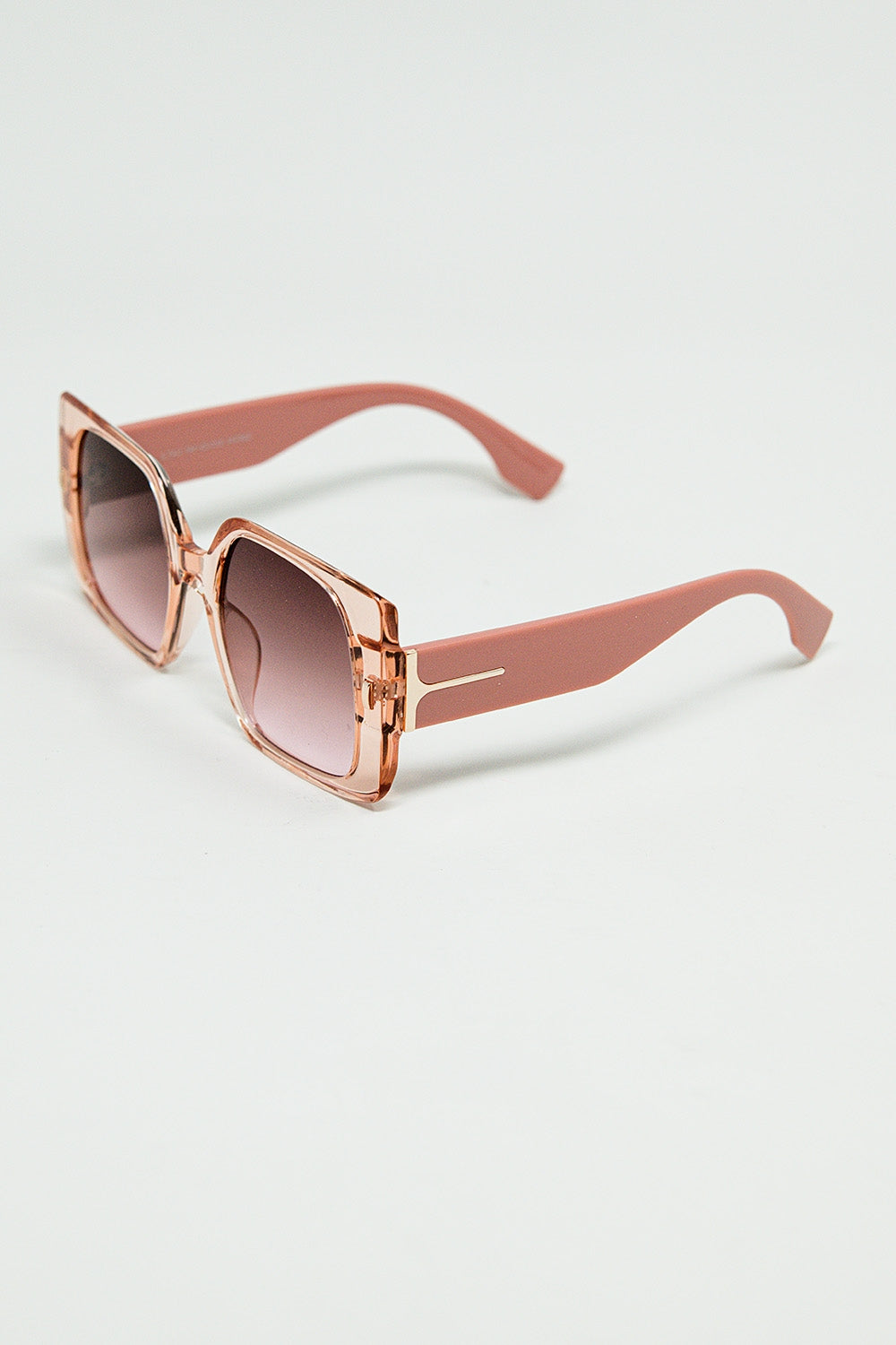 Pink square sunglasses with gold detail on the side - Sunglasses