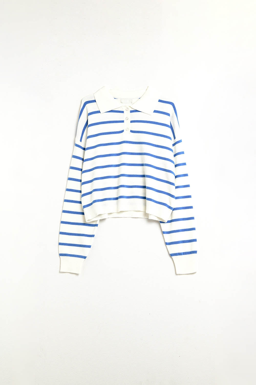 blue striped soft knit polo - jumper
