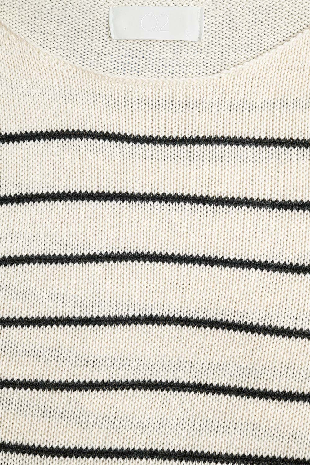 striped beige sweater made of fine knitting