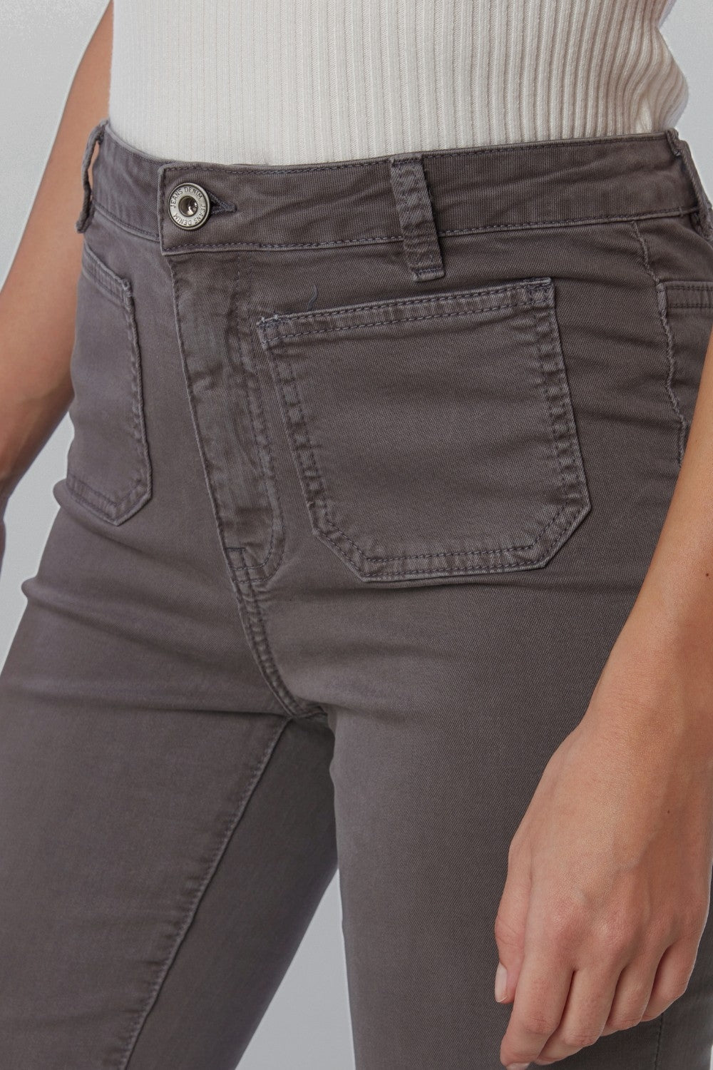 Dark grey Skinny Flared Jeans With Front Pocket Detail - trousers