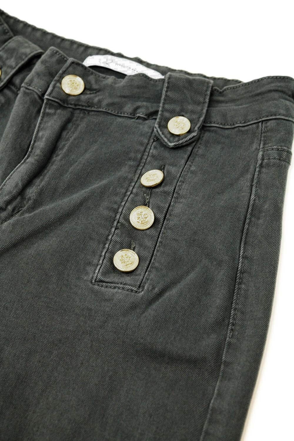 Straight Jeans With Gold Buttons At the Side in dark grey - trousers