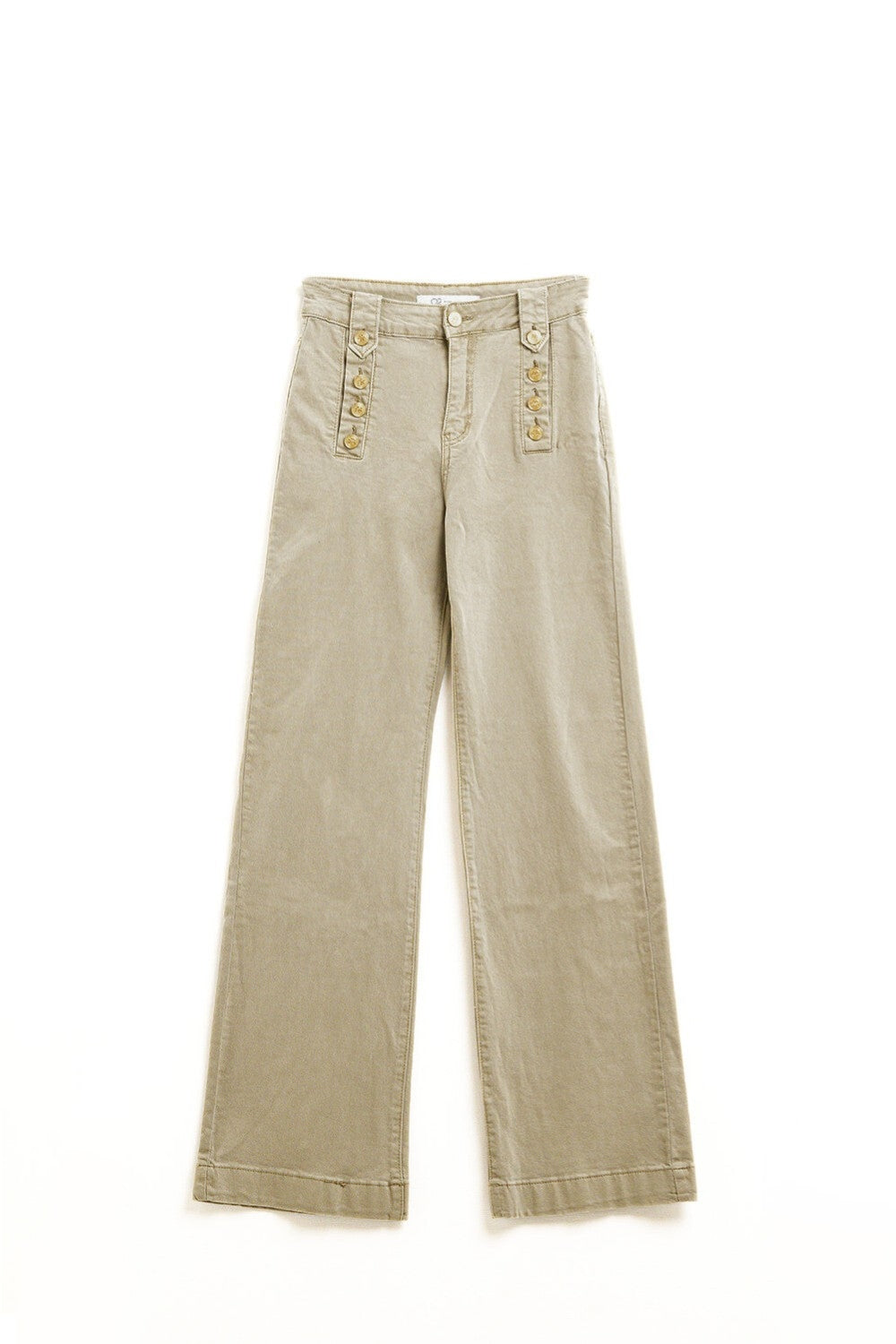 Straight Jeans With Gold Buttons At the Side in beige - trousers