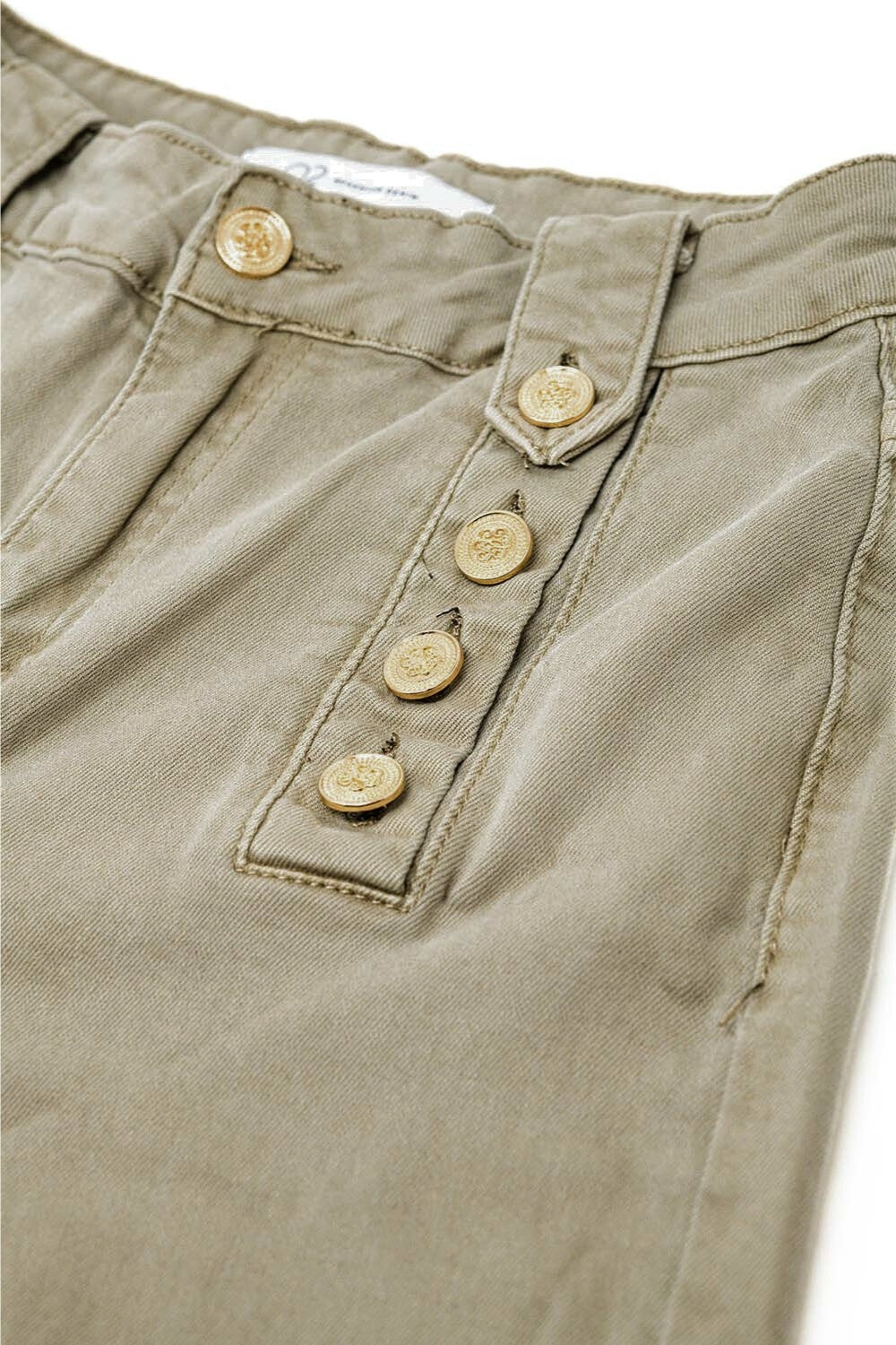 Straight Jeans With Gold Buttons At the Side in beige - trousers
