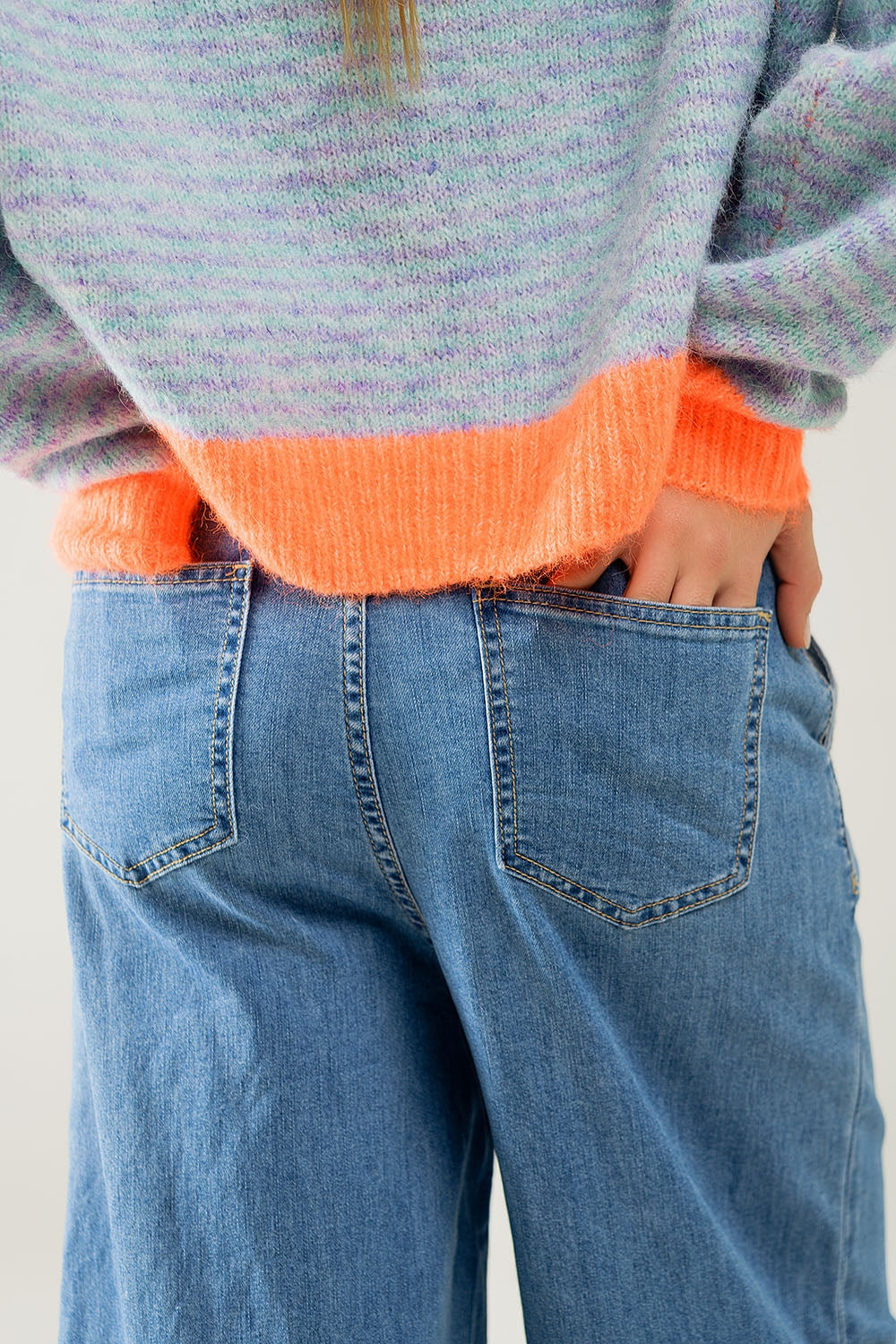 light wash extra wide leg jeans with pleats - Denim