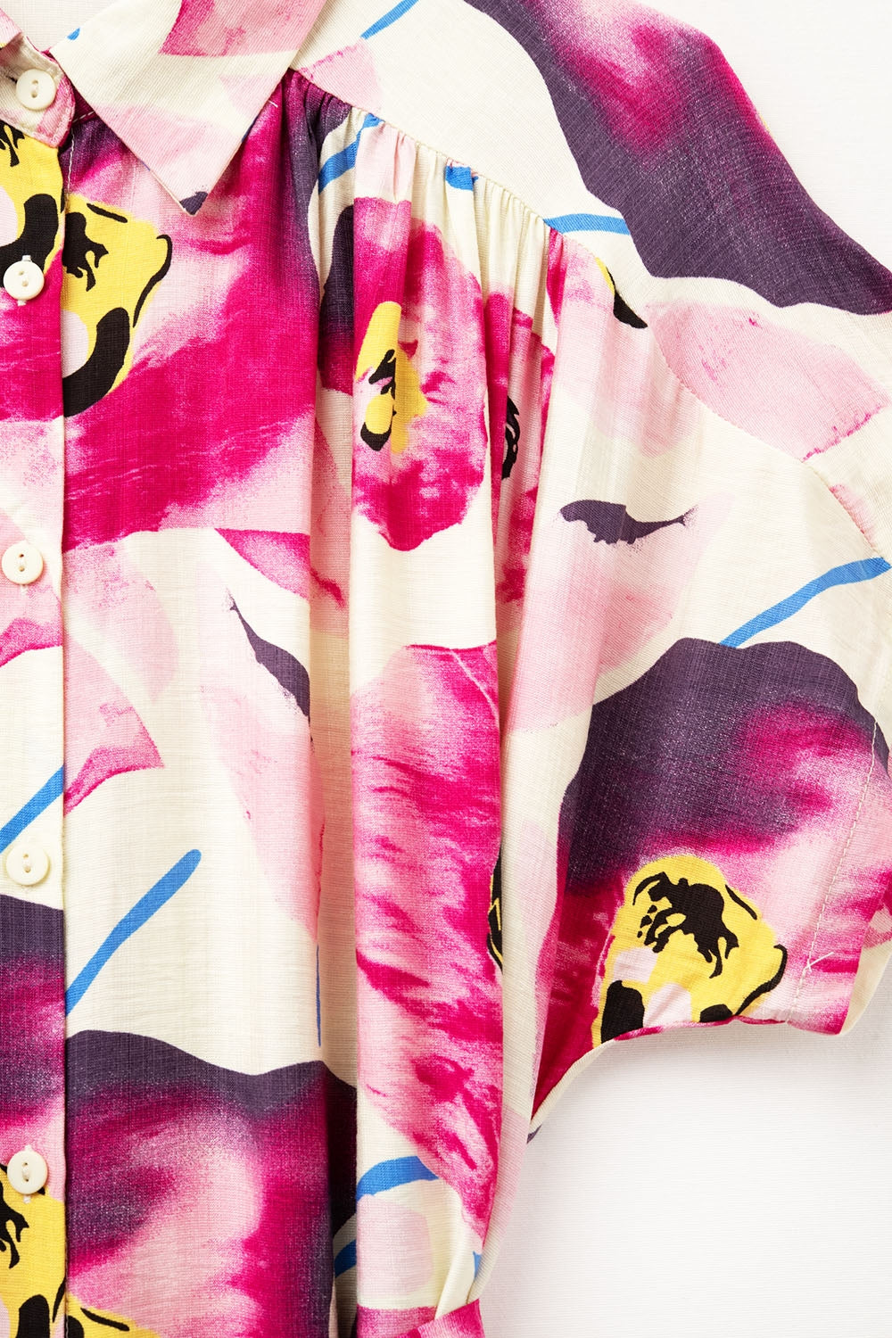 Floral printed buttoned shirt dress in fuchsia - dress