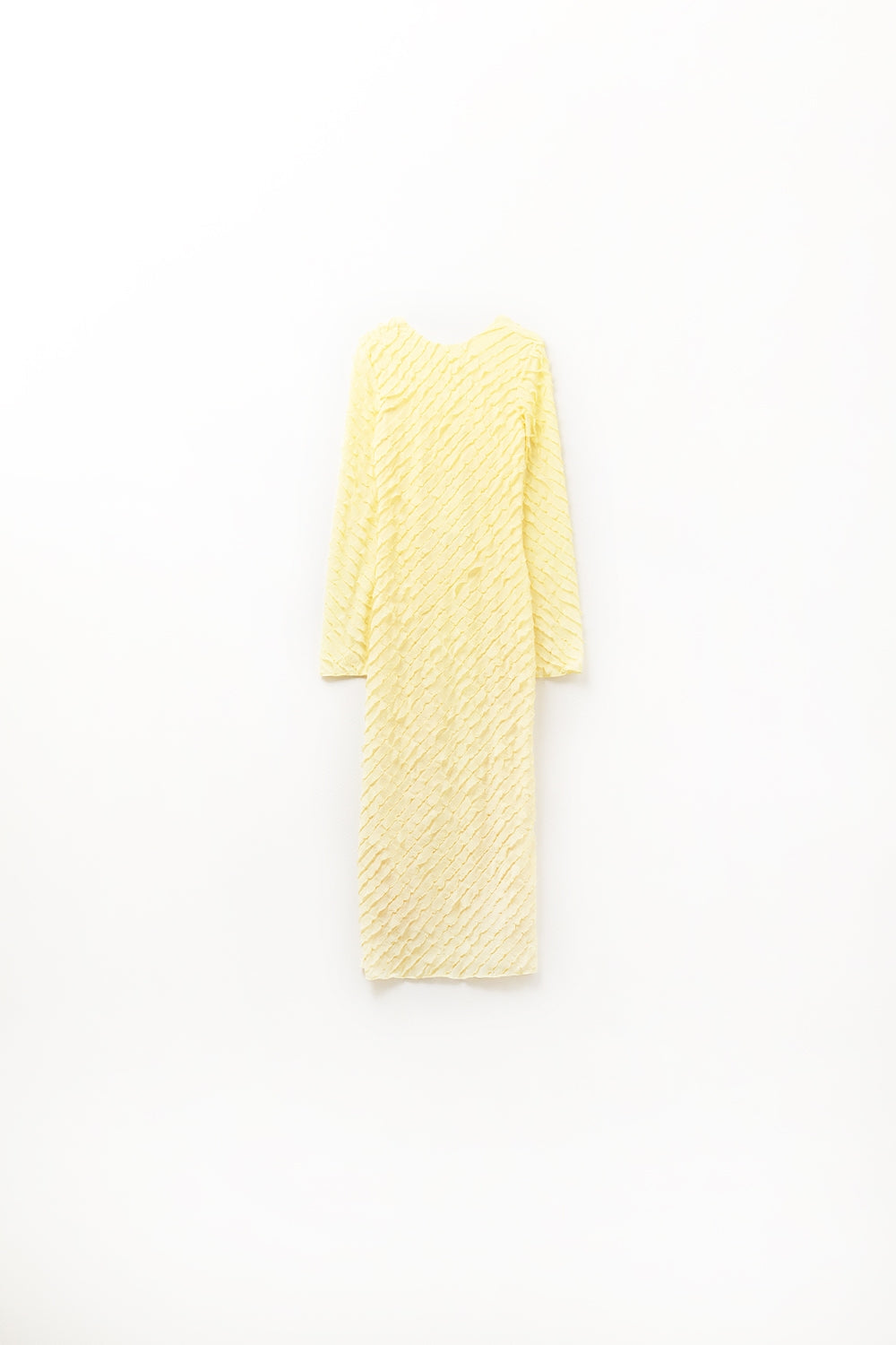 Butter Yellow Maxi Dress With Bias mini Ruffle Design - dress