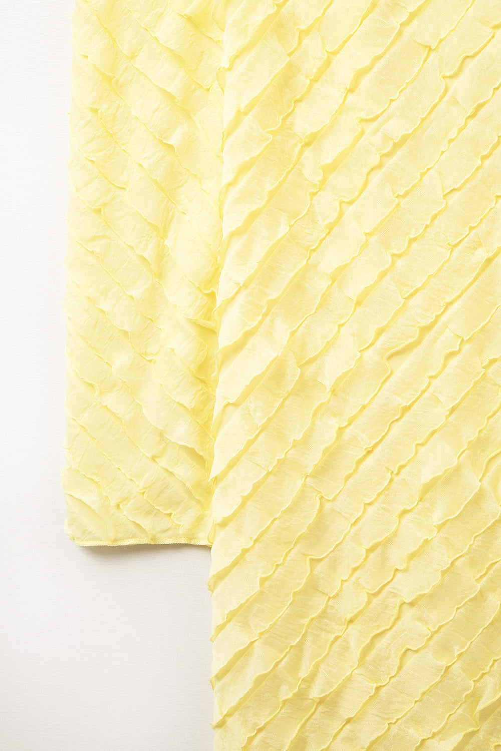 Butter Yellow Maxi Dress With Bias mini Ruffle Design - dress