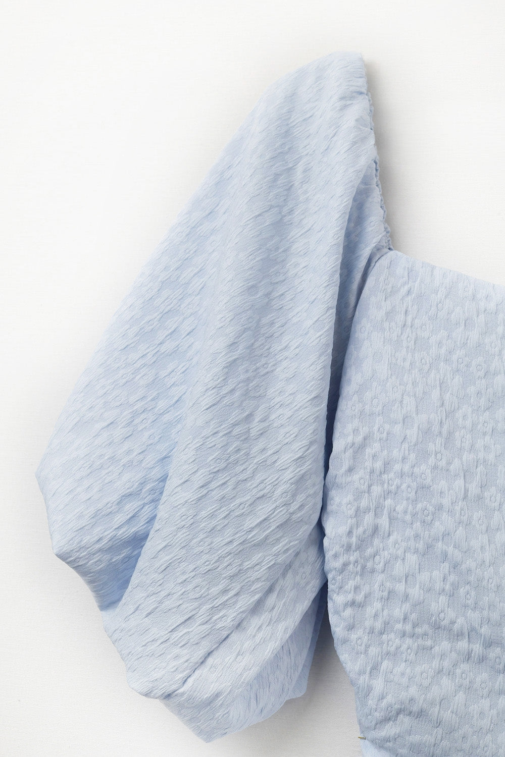 Puff Sleeve Textured Mini Dress in Light Blue - dress
